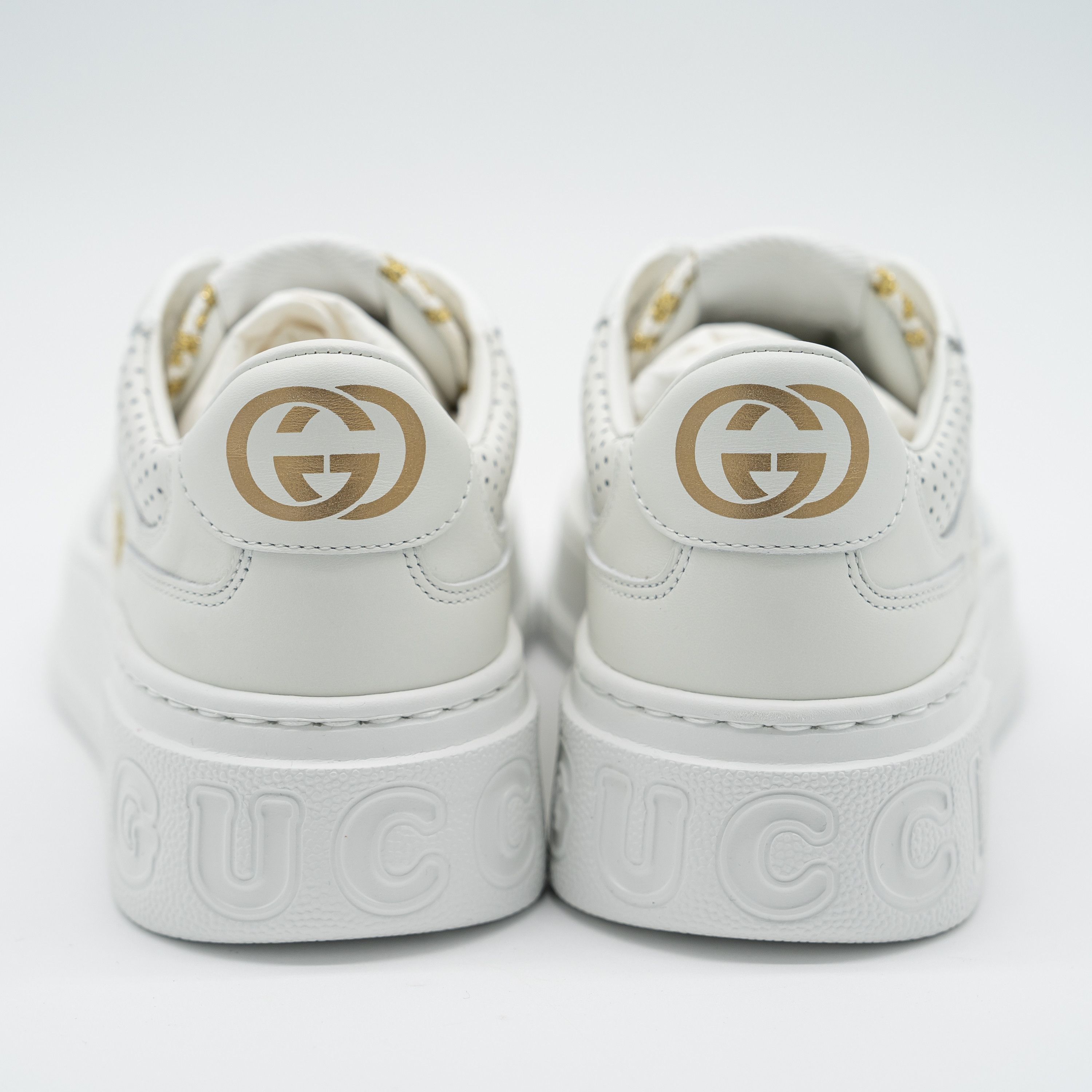 Gucci 6us Gucci GG White Gold Leather Sneakers Chunky Size US 6 / IT 36 - 5 Thumbnail