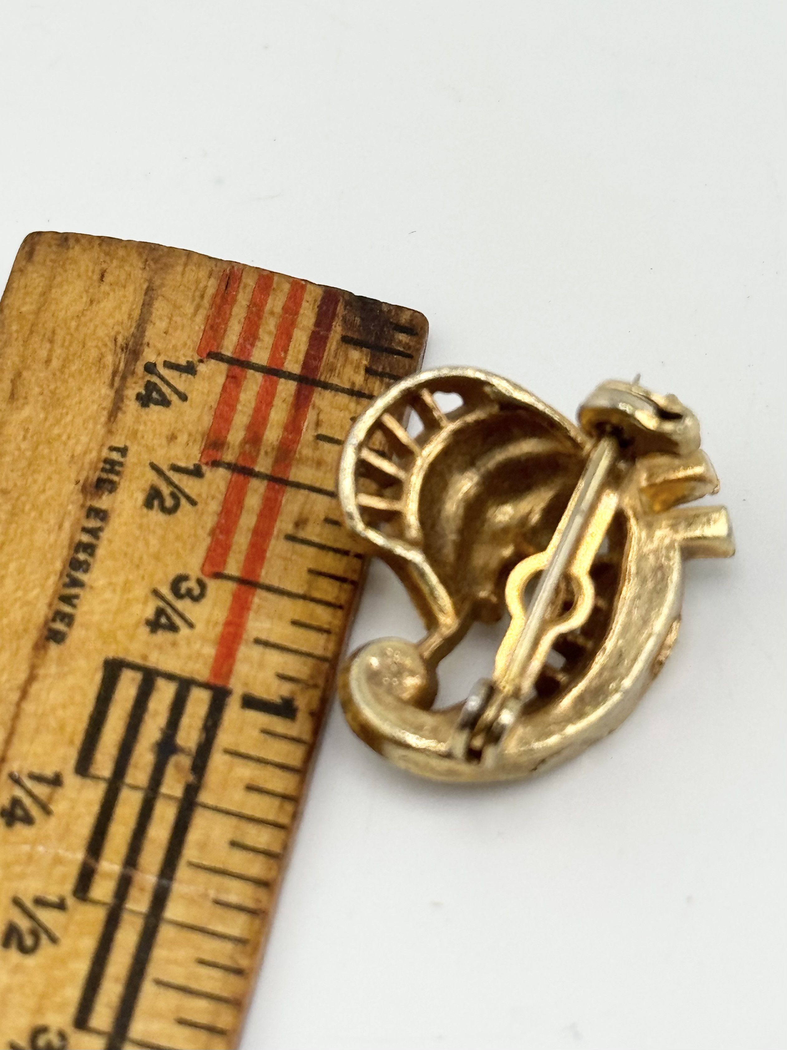 Vintage Estate vintage gold green rhinestone brooch pin Size ONE SIZE - 5 Thumbnail