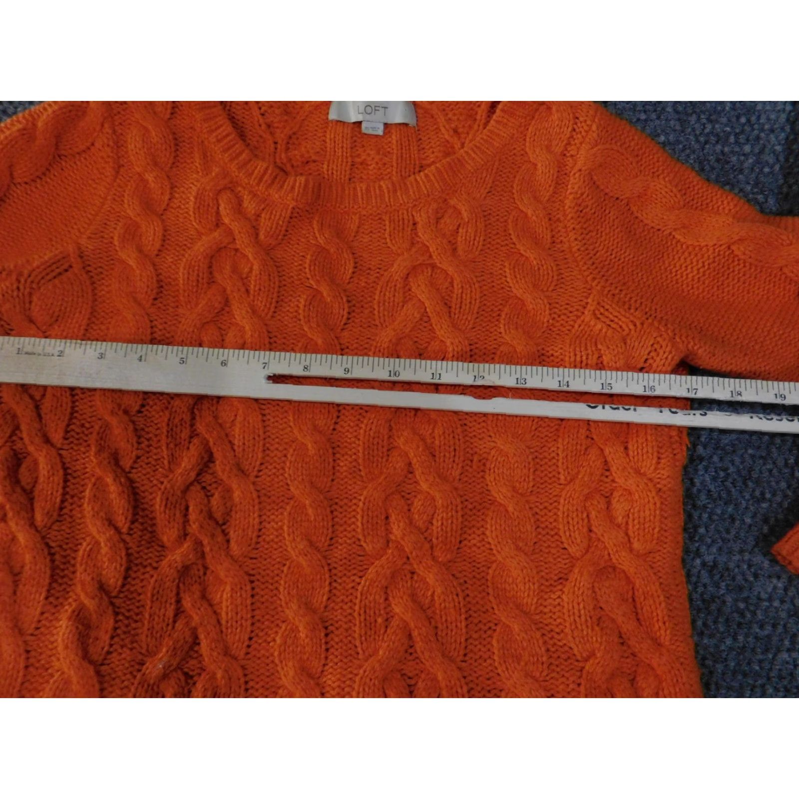 Loft LOFT Ann Taylor Cable Knit Sweater Womens XS Orange Wool Rabbit Hair Crewneck Pullover Size XS / US 0-2 / IT 36-38 - 5 Thumbnail