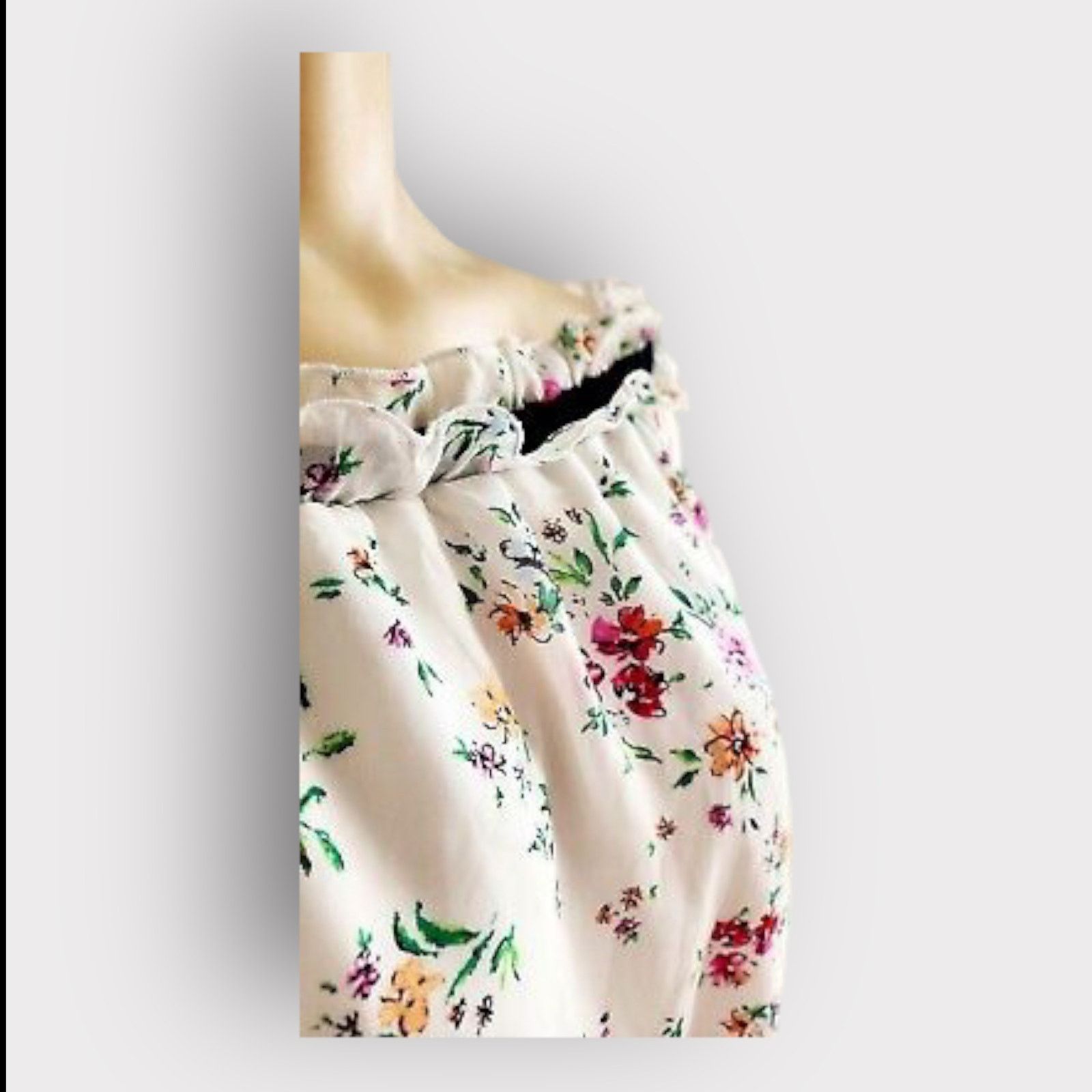 Nordstrom Lily White Floral Off-the-Shoulder Crop Top | Large Size L / US 10 / IT 46 - 14 Thumbnail