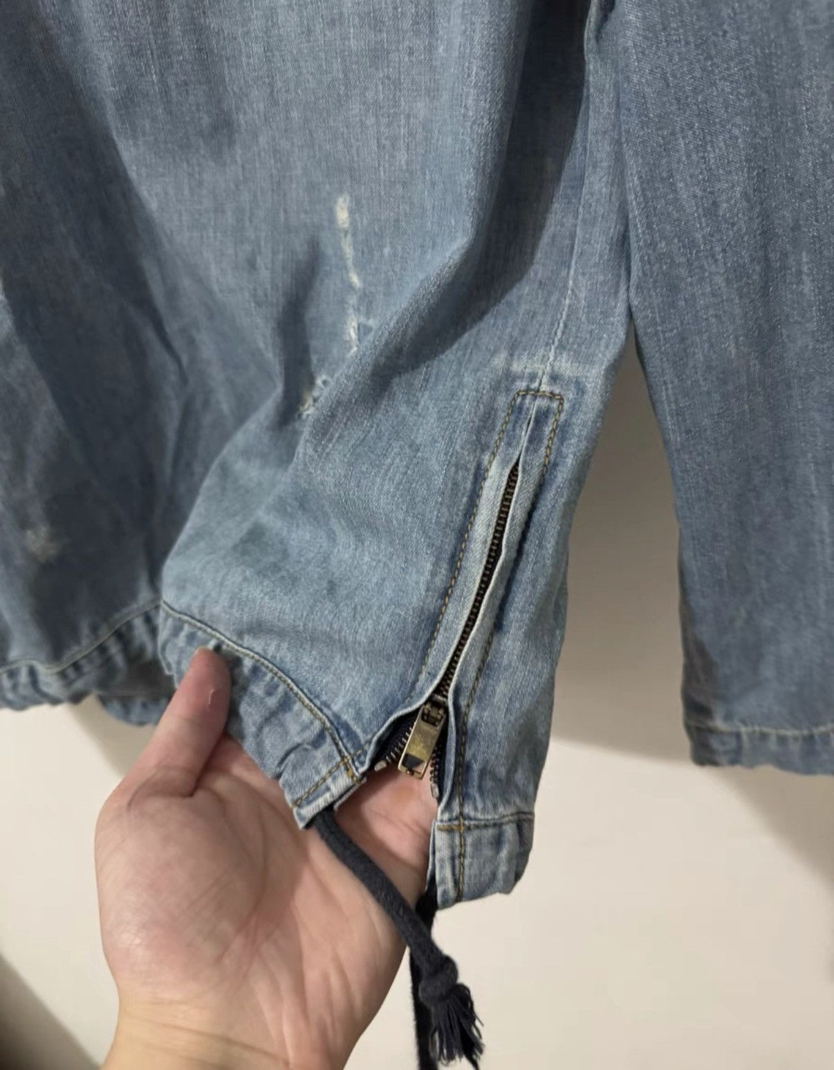 Saint Laurent Paris Saint Laurent (SLP) 19SS Runway Distressed Denim Hoodie Size US XS / EU 42 / 0 - 4 Thumbnail