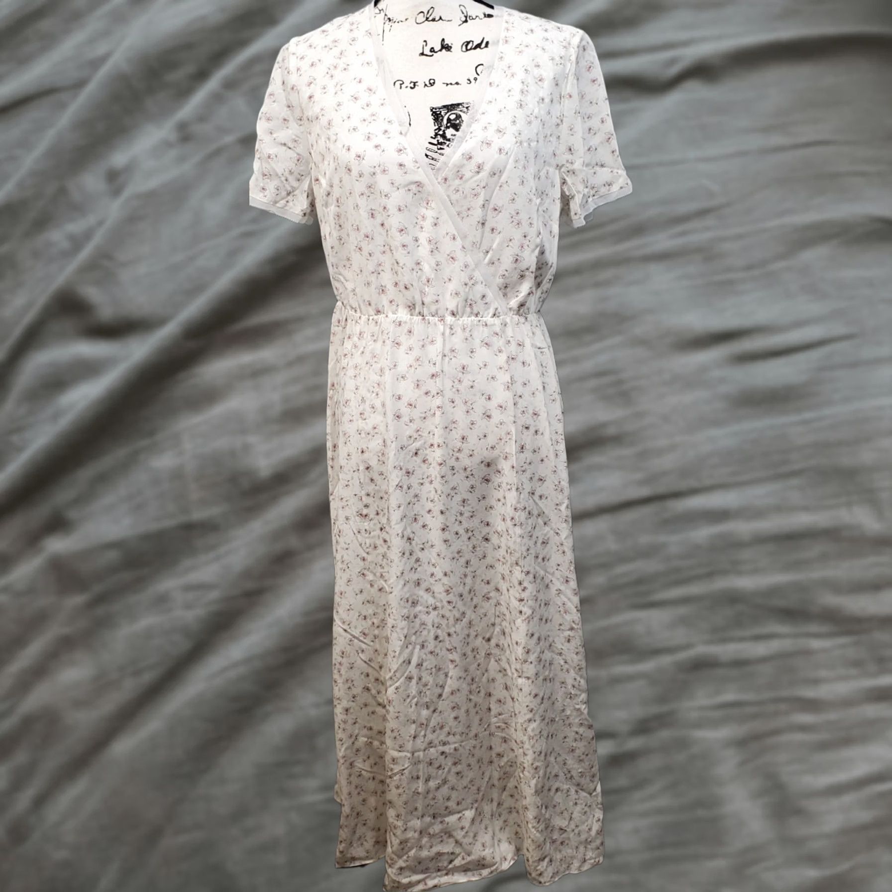 Vintage White Label Dress Womens 10 Maxi Multi Lined Floral Stretch Silk Jacquard Frill Size L / US 10 / IT 46 - 1 Thumbnail