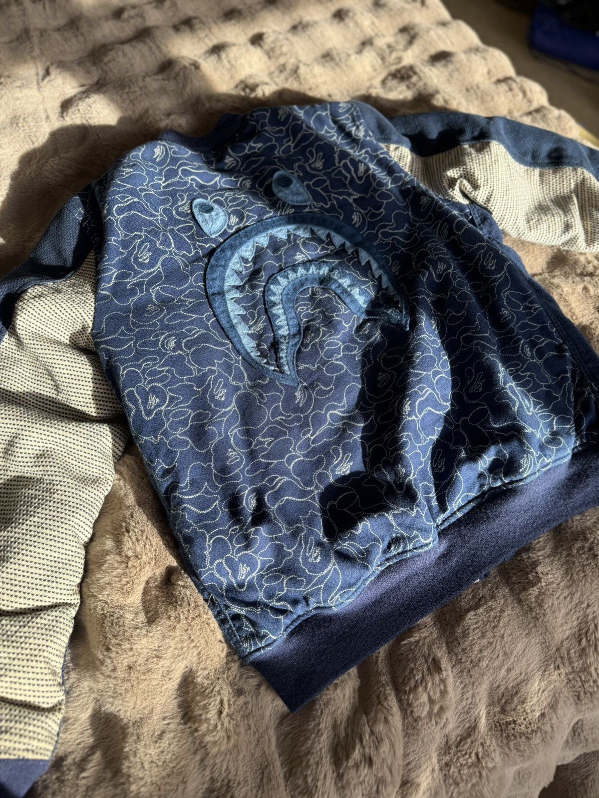 Bape Bape Indigo Shark Bomber Jacket Size US XL / EU 56 / 4 - 1 Thumbnail