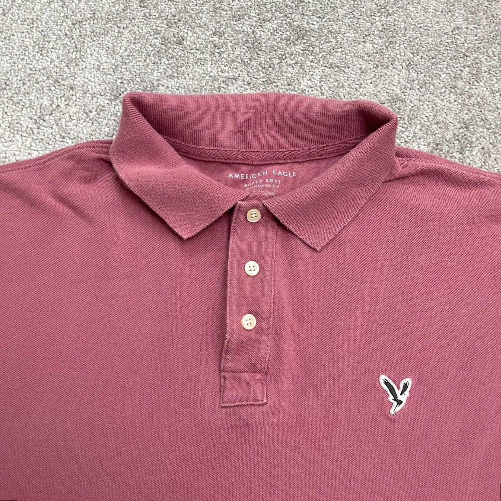 American Eagle Outfitters American Eagle Super Soft Polo Shirt XL Pink Short Sleeve Casual Mens Cotton Size US XL / EU 56 / 4 - 3 Thumbnail