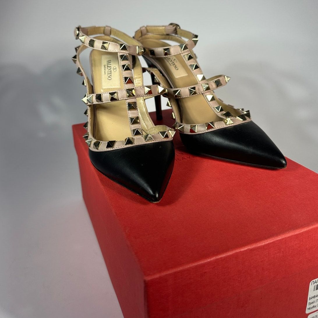 Valentino VALENTINO GARAVANI Rockstud Ankle Strap Pumps Black 36.5 6.5 Size US 6.5 / IT 36.5 - 8 Thumbnail