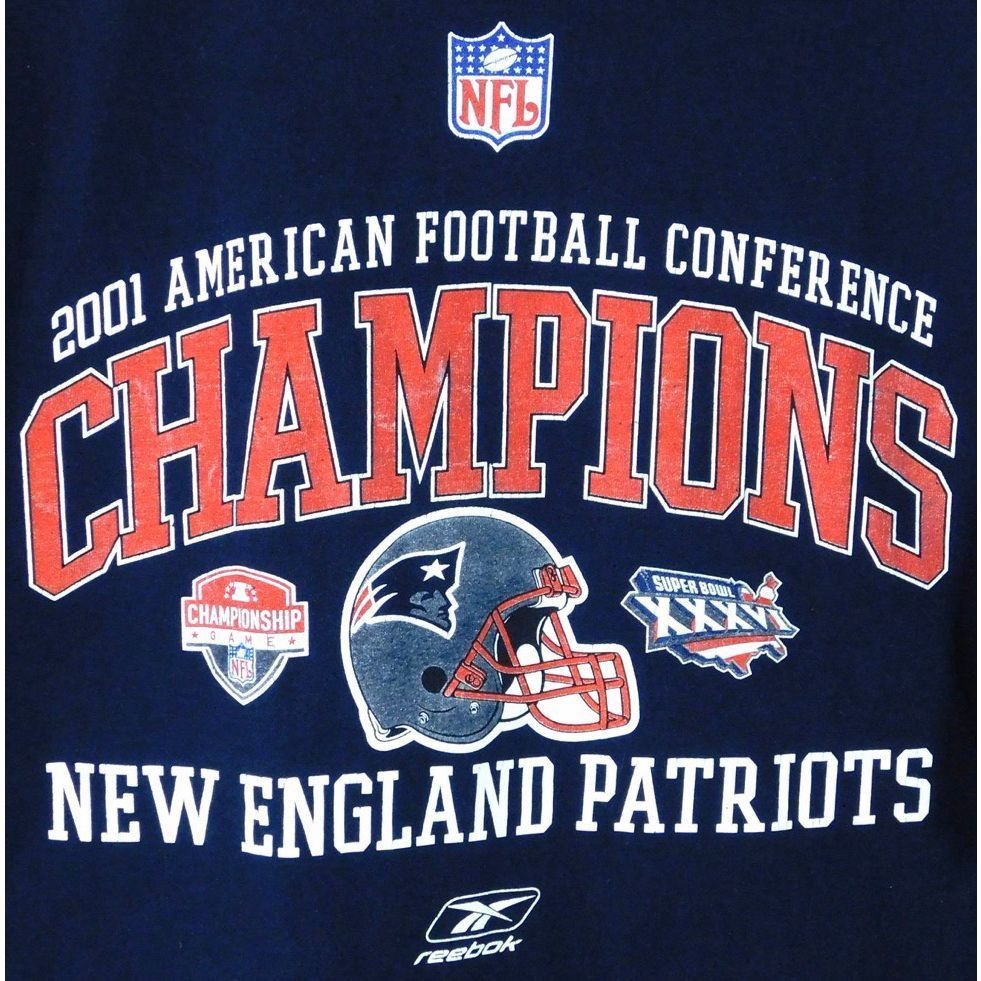 Reebok Reebok 2001 New England Patriots AFC Champions T-Shirt XL Na Size US XL / EU 56 / 4 - 3 Thumbnail
