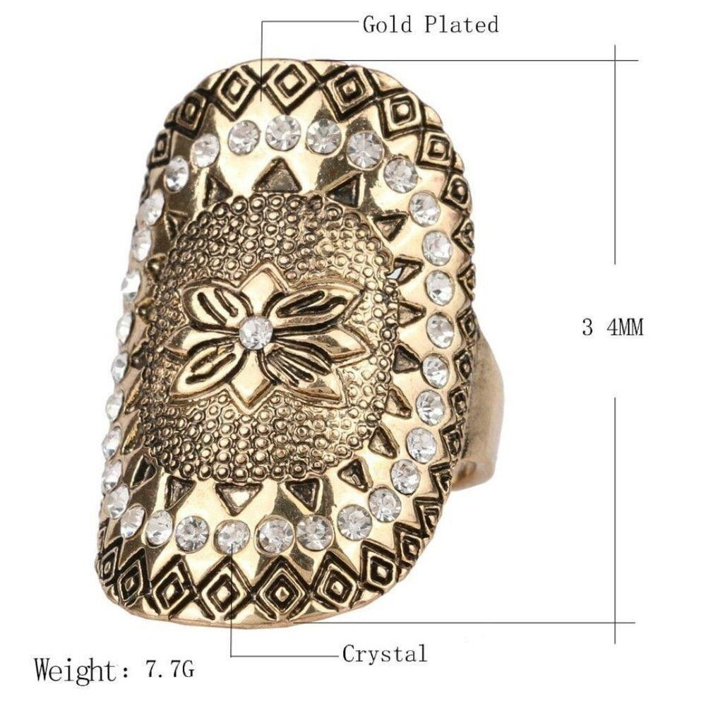 Designer Antique Crystal Ethnic Indian Style Gold Ring - Size 6 Size ONE SIZE - 5 Thumbnail