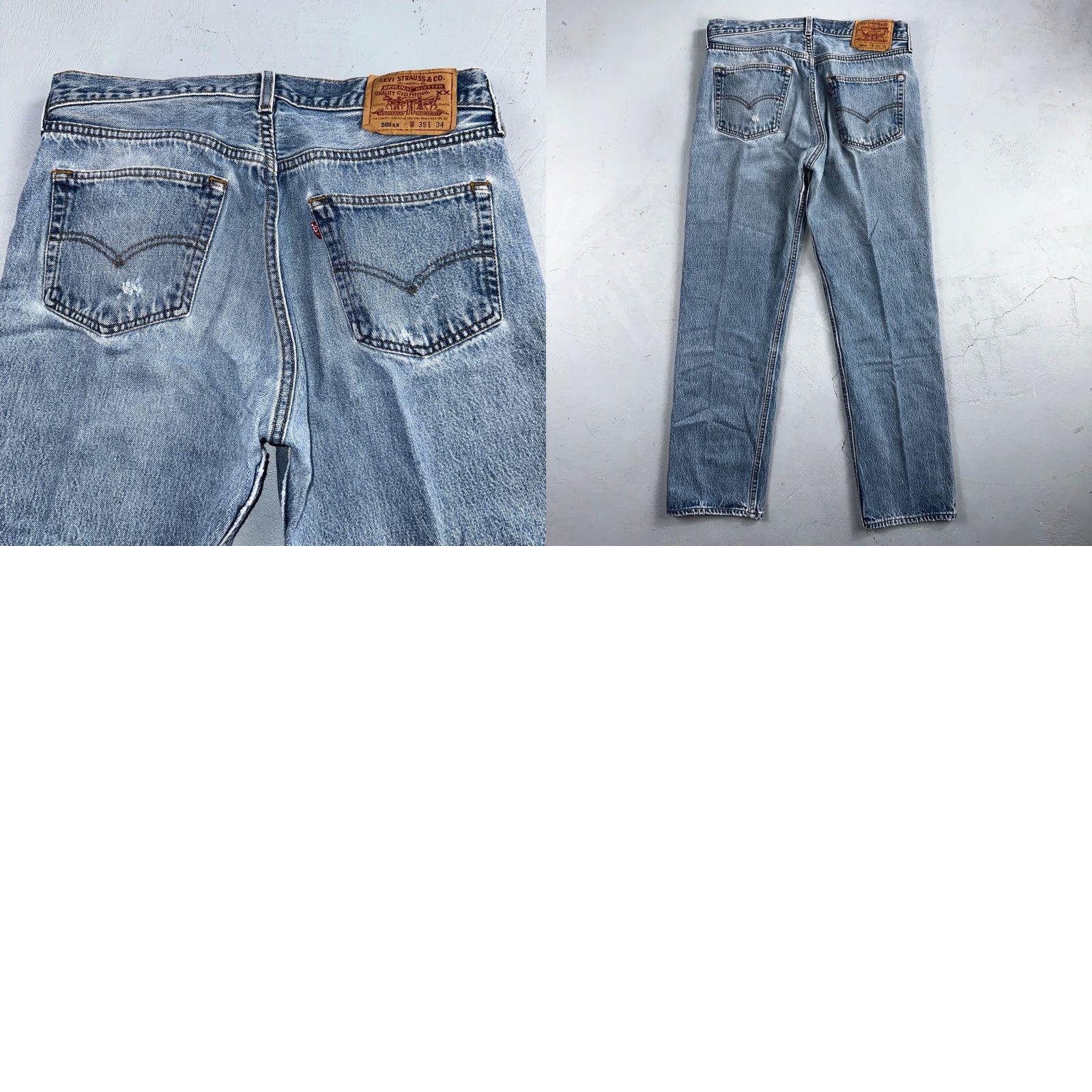 Levi's VINTAGE Levi's 501 Jeans Straight Men Blue Light Wash 35x34 90s USA 501 Series Comfort Clothing? Size US 35 - 10 Thumbnail