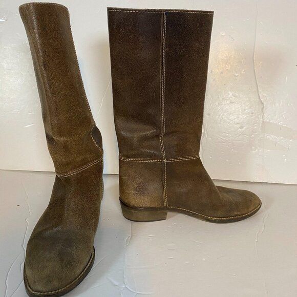 Other Markee Italy Distressed Brown Leather Knee-High Boots Size 7 Size US 7 / IT 37 - 2 Thumbnail