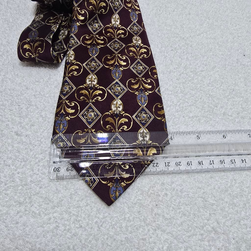 Arrow Men's Arrow Burgundy Gold Patterned Silk Tie One Size Size ONE SIZE - 2 Thumbnail