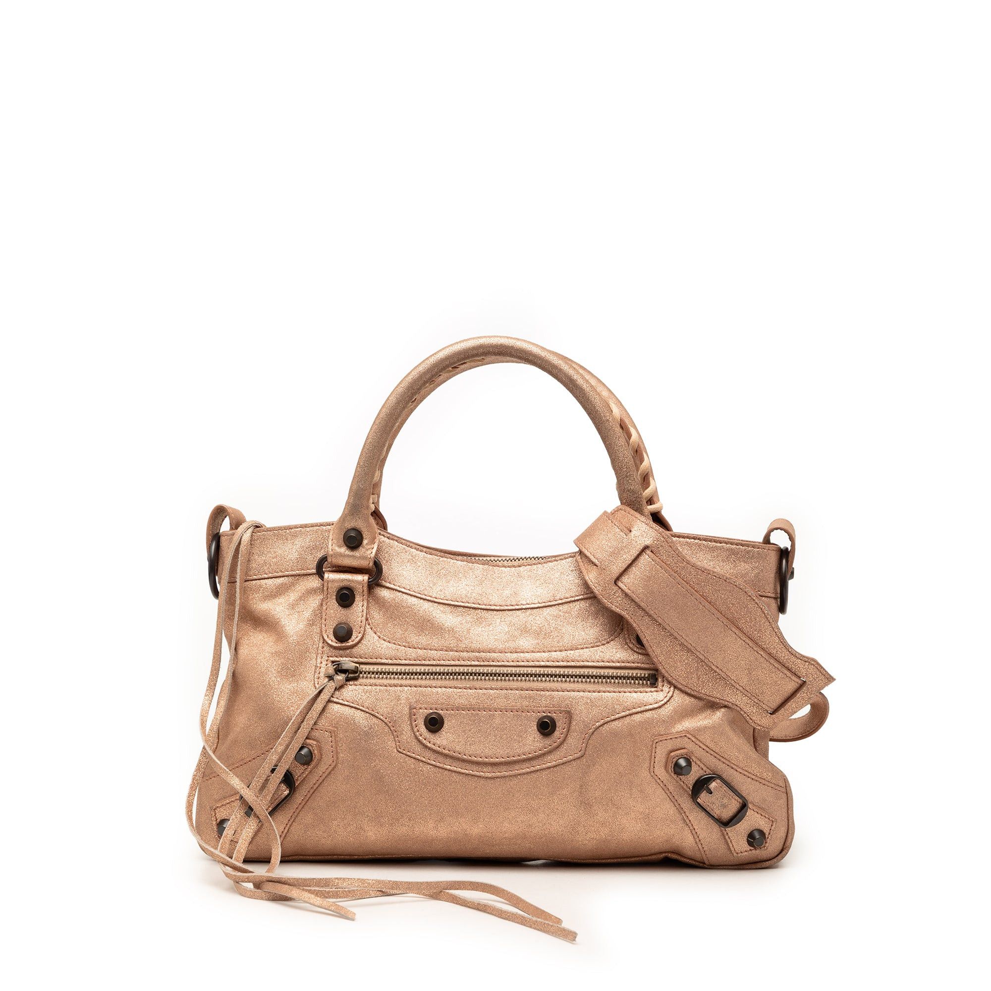 Balenciaga Metallic Craquele Suede Motocross Classic First Satchel Size ONE SIZE - 1 Thumbnail