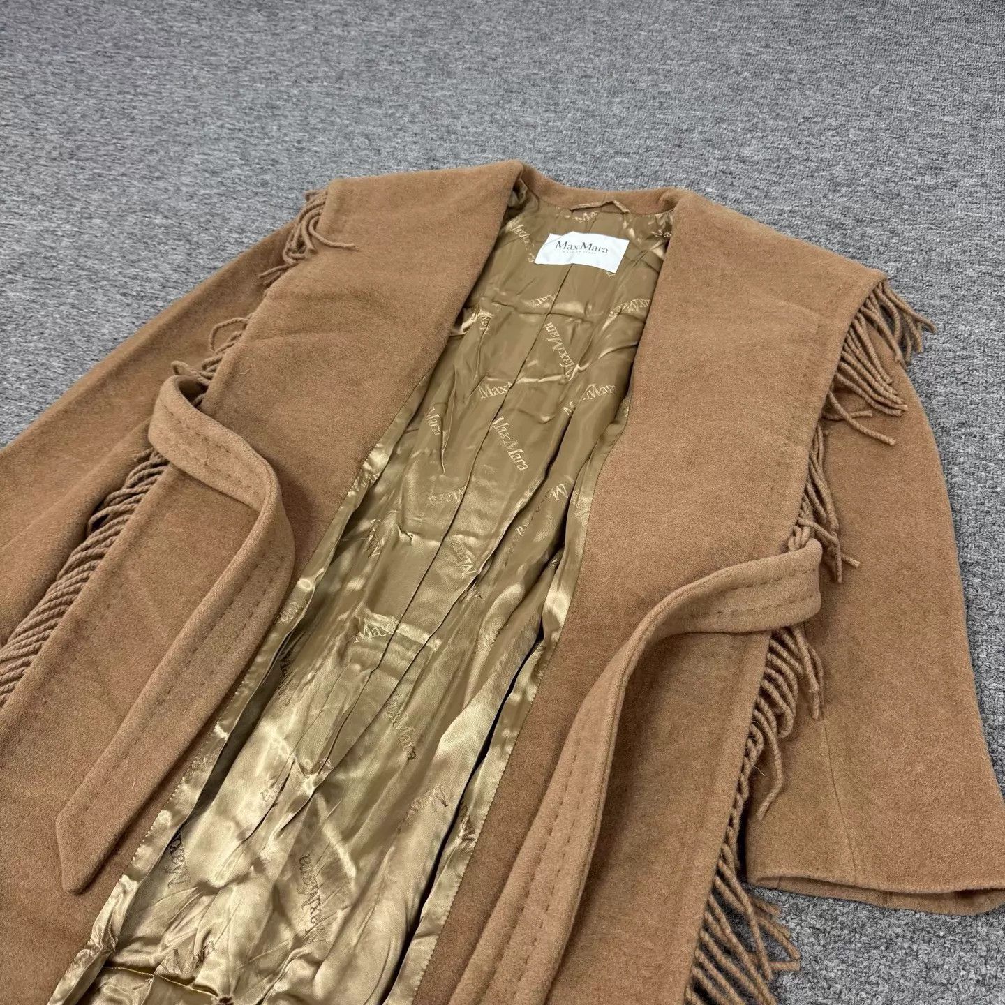 Max Mara MaxMara Runway Camel Fringe Tie Wool Coat 34 99 New Size XS / US 0-2 / IT 36-38 - 3 Thumbnail