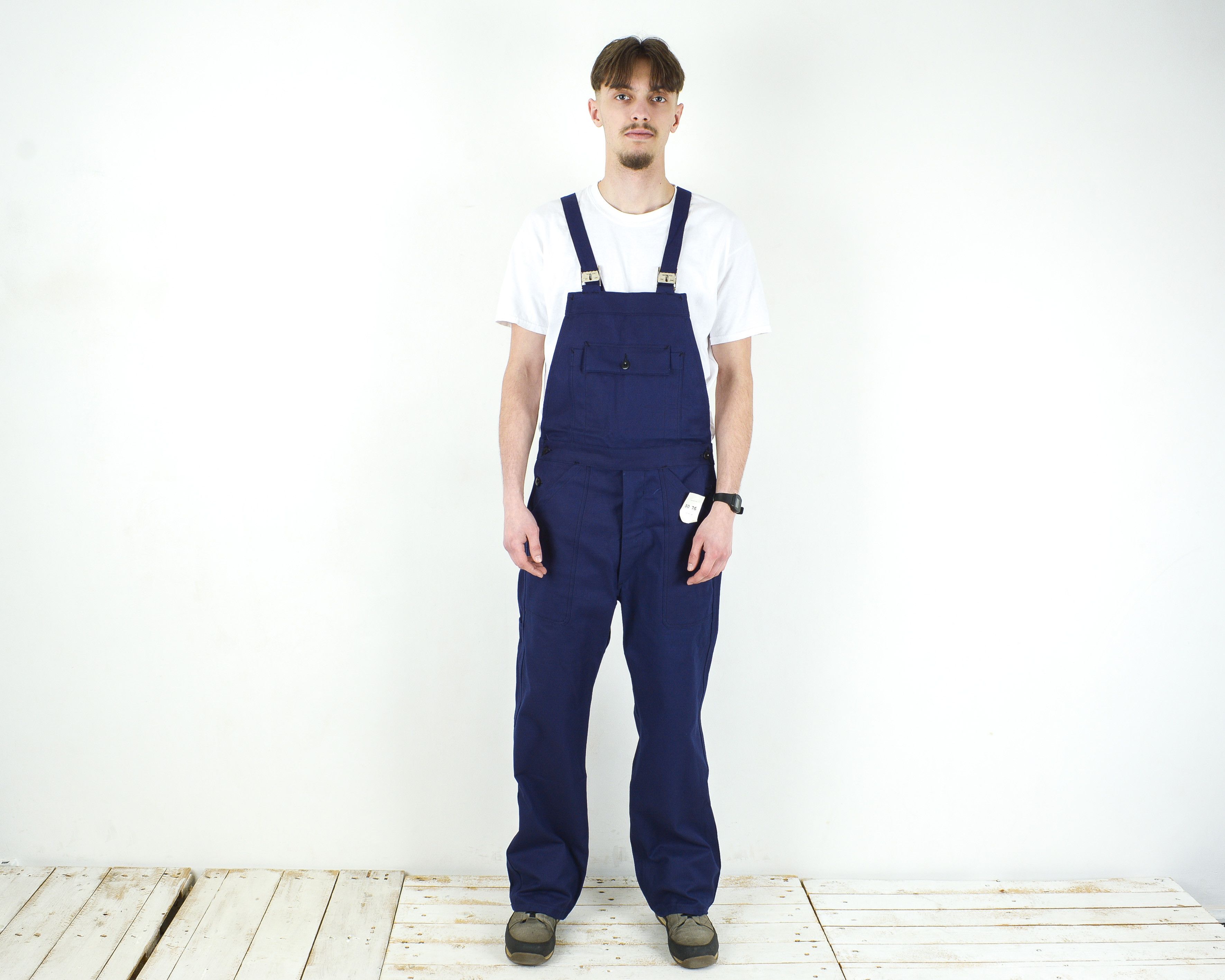 image of Deadstock x Le Laboureur H. Roquette Et Fils 1981 Bibs Dungarees Coveralls Overalls in Blue (Size 3