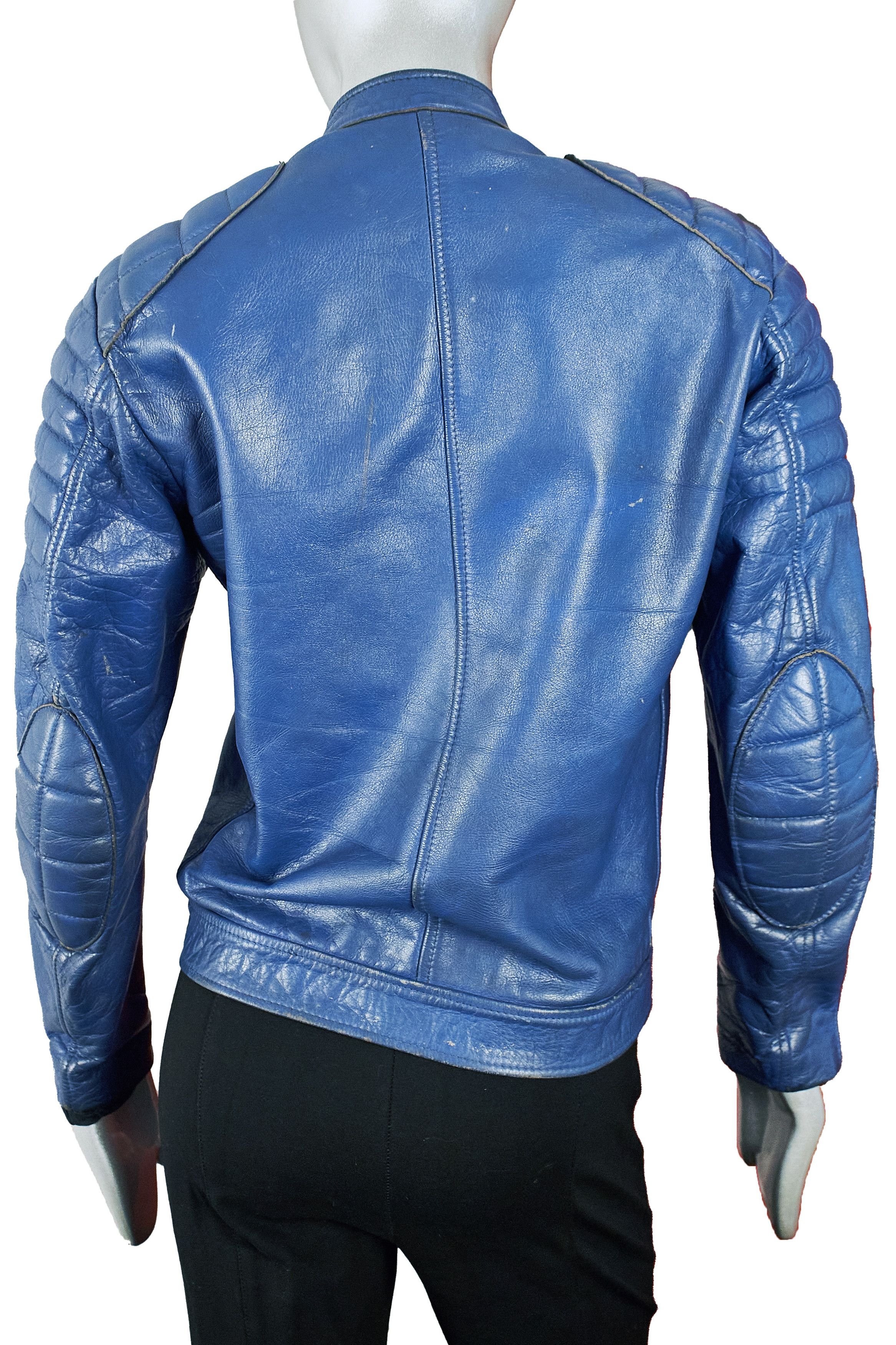 Vintage Rare Vintage 70s Kershaw Leather Blue Biker Jacket Size S / US 4 / IT 40 - 9 Thumbnail