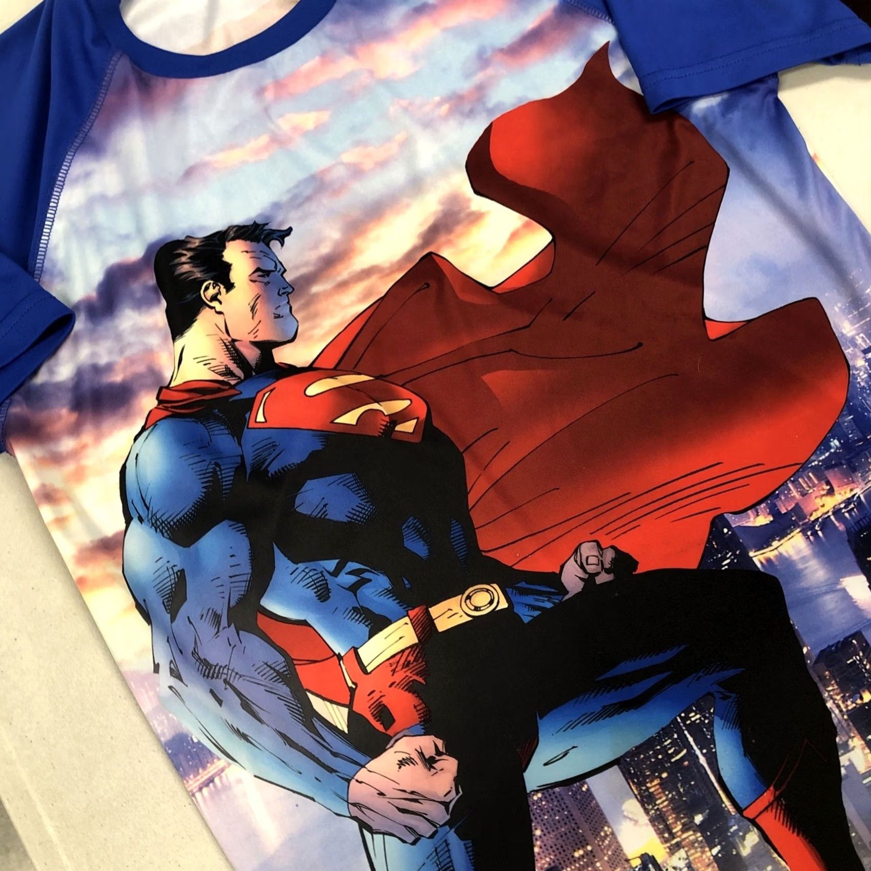 DC Comics Superman Mens T-Shirt Medium Blue All Over Print AOP Short Sleeve DC Comics Graphics Shirt Mens Size US M / EU 48-50 / 2 - 5 Thumbnail