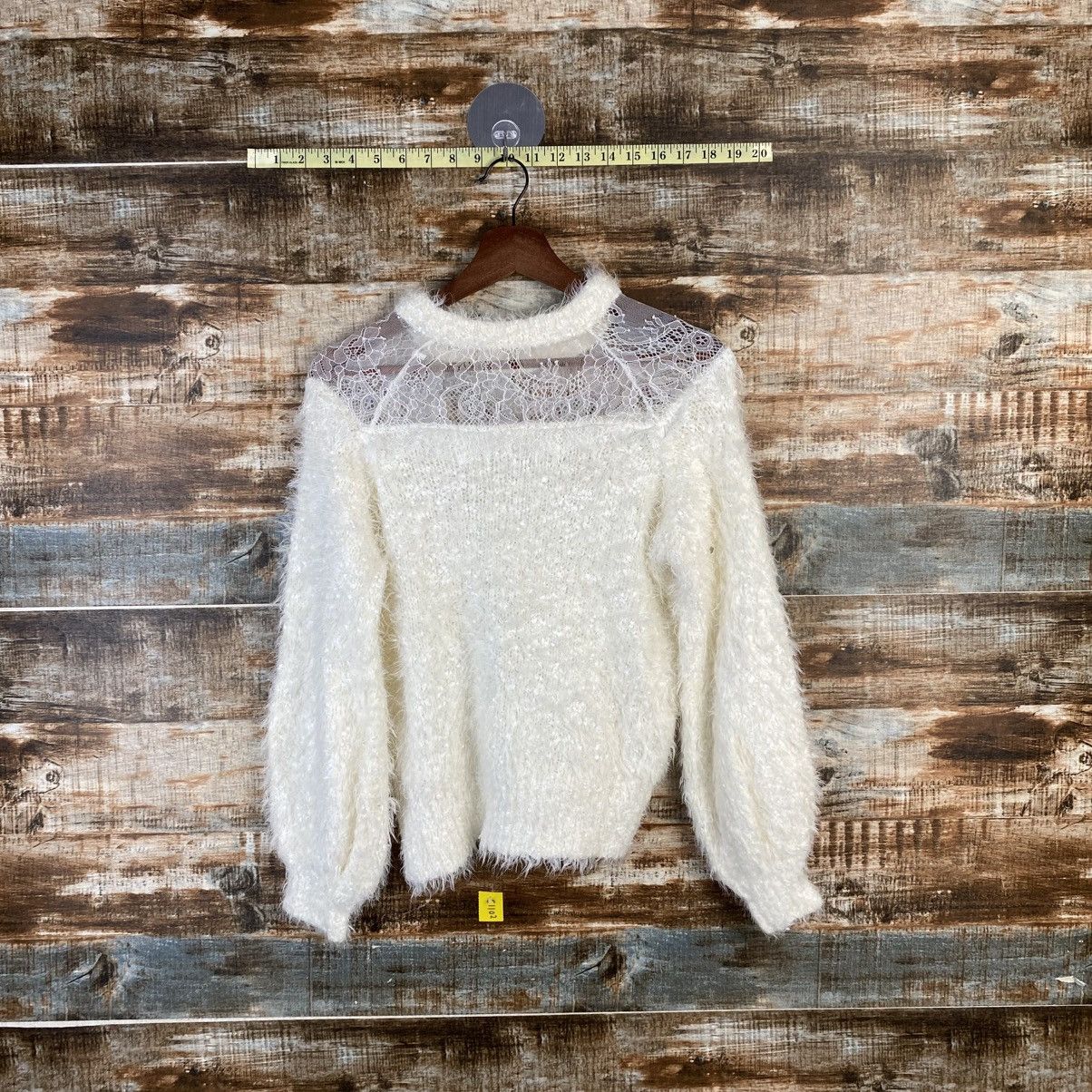 Homespun Knitwear DL Nice Claup White Mohair fur crochet Knitwear #C1102 Size S / US 4 / IT 40 - 13 Thumbnail