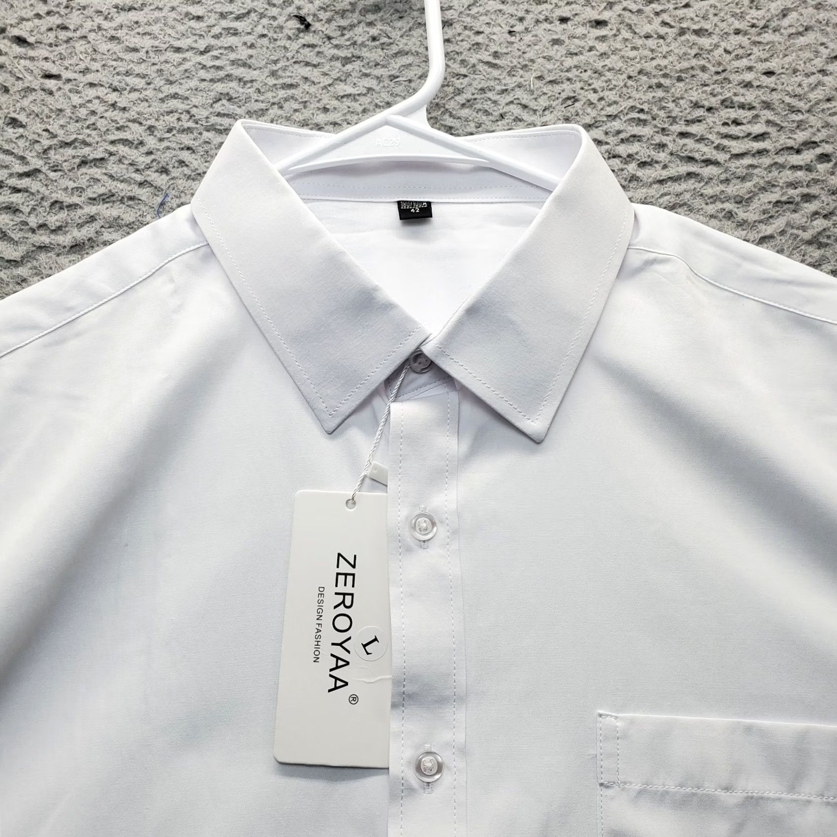 Vintage ZEROYAA Dress Shirt Men 42 White Formal Relaxed Fit Long Sleeve Collar Button-Up Shirt Mens 42 White Dress Shirt Size 42R - 5 Thumbnail