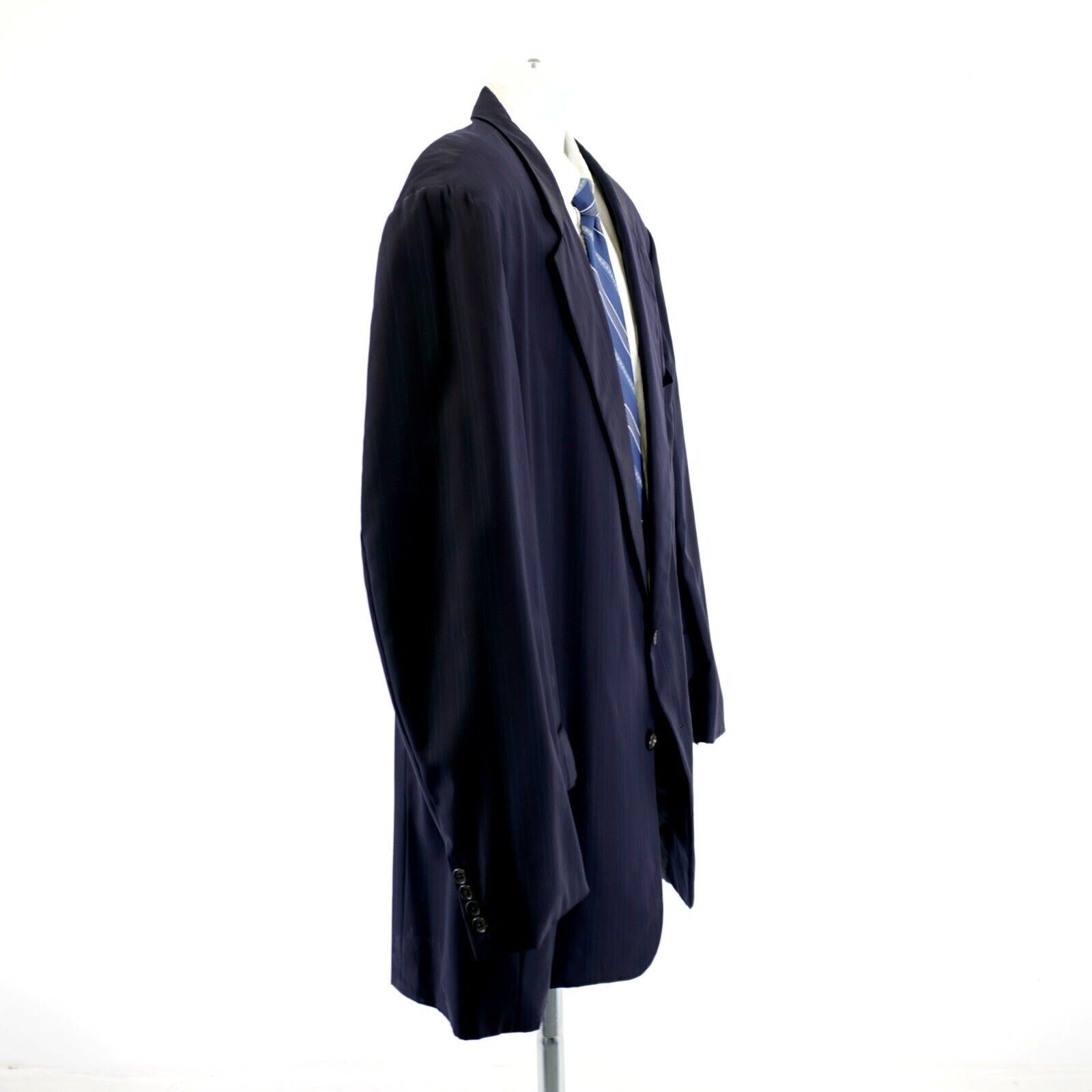 Hickey Freeman DAMAGED Hickey Freeman Wool Blue W/ Multi-Colored Striped 50 Size 50L - 11 Thumbnail