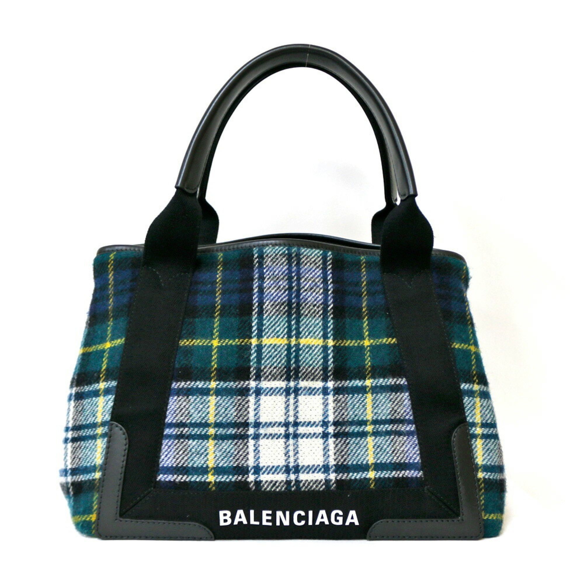 image of Balenciaga Navy Cabas Handbag Wool Green Women's Balenciaga in Black