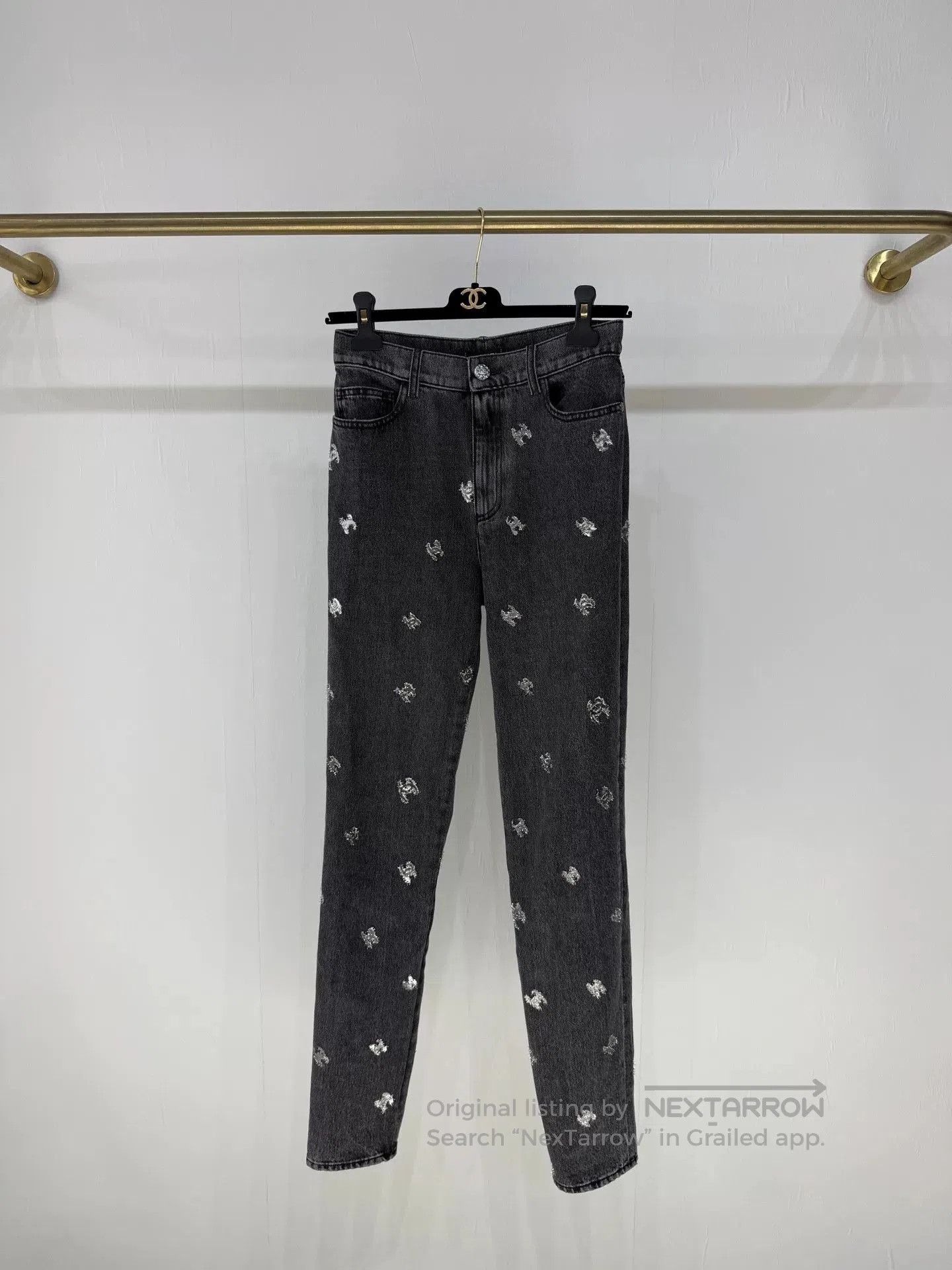 Chanel Chanel 21K CC Sequin Skinny Jeans. Size US 36 / EU 52 - 1 Thumbnail