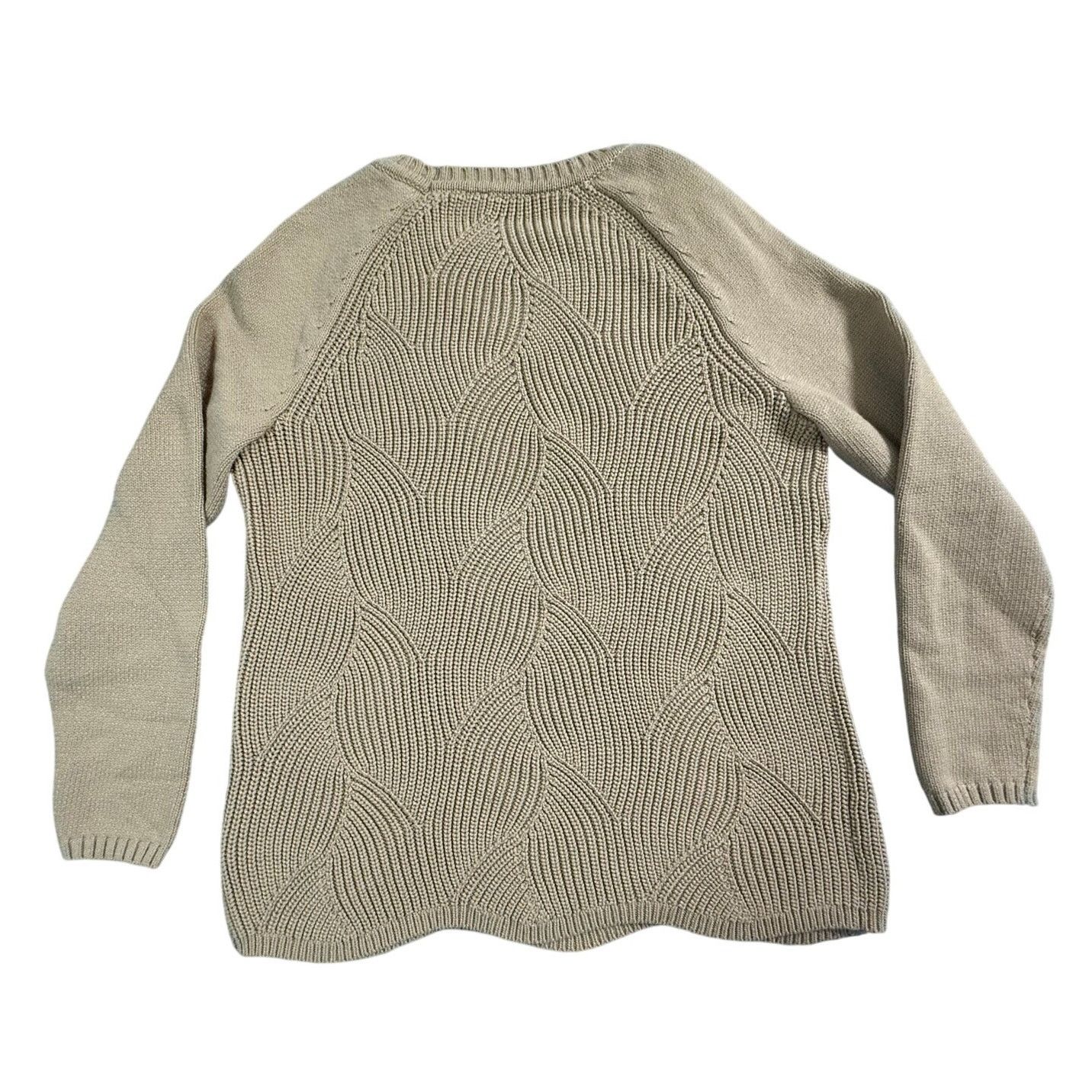 Other Talbots Sweater Women's L Petite Tan Knit Scalloped Pullover Size L / US 10 / IT 46 - 2 Thumbnail