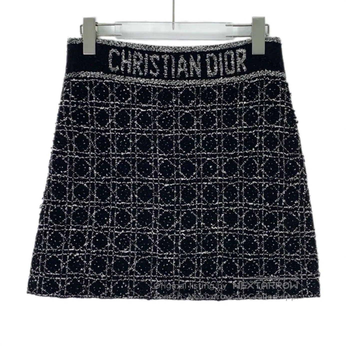 Dior Dior Black Diamond Check Cotton Mixed Fabric Tweed Reversi Size 37" - 2 Thumbnail