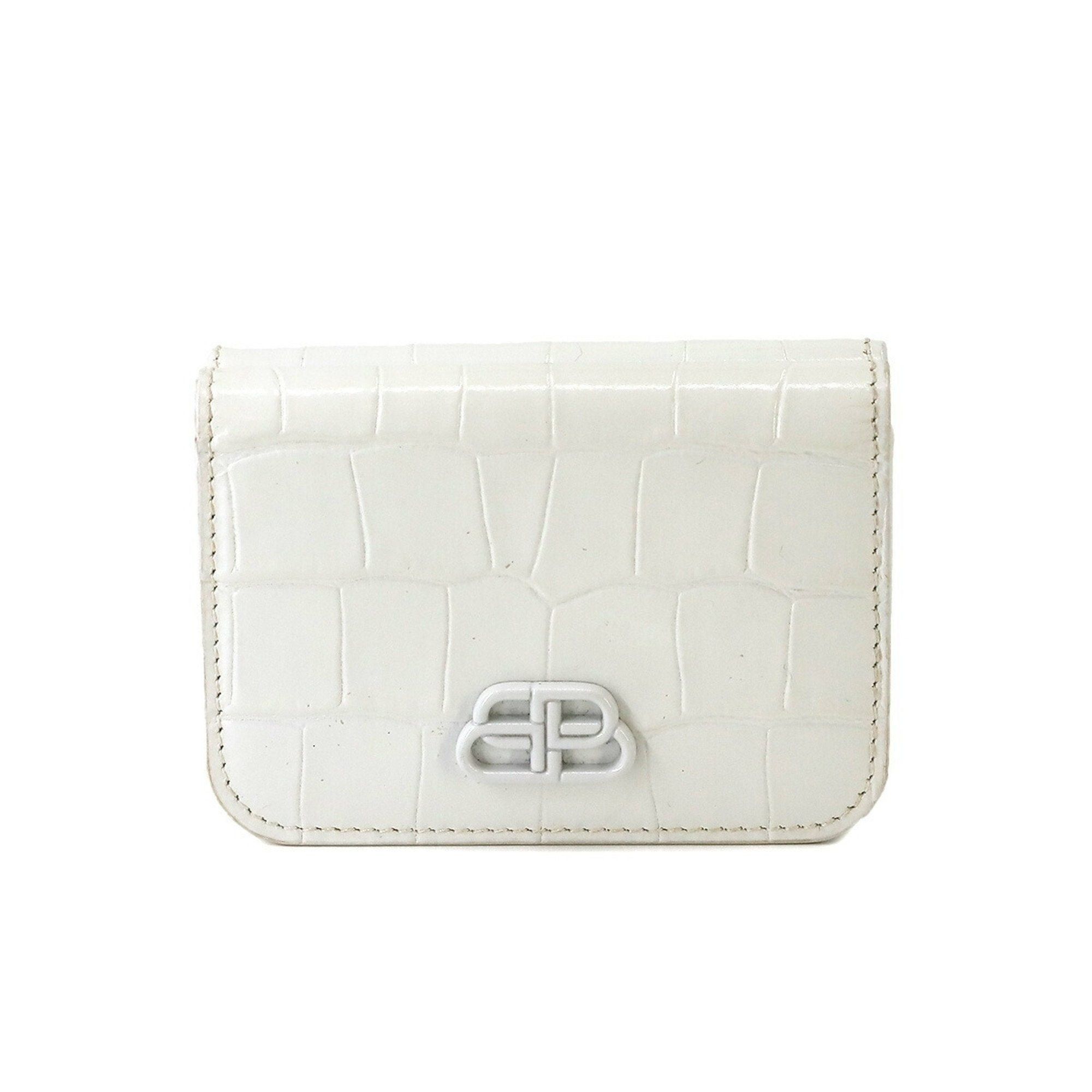 image of Balenciaga Bb Compact Wallet Tri-Fold Leather White 601387, Women's