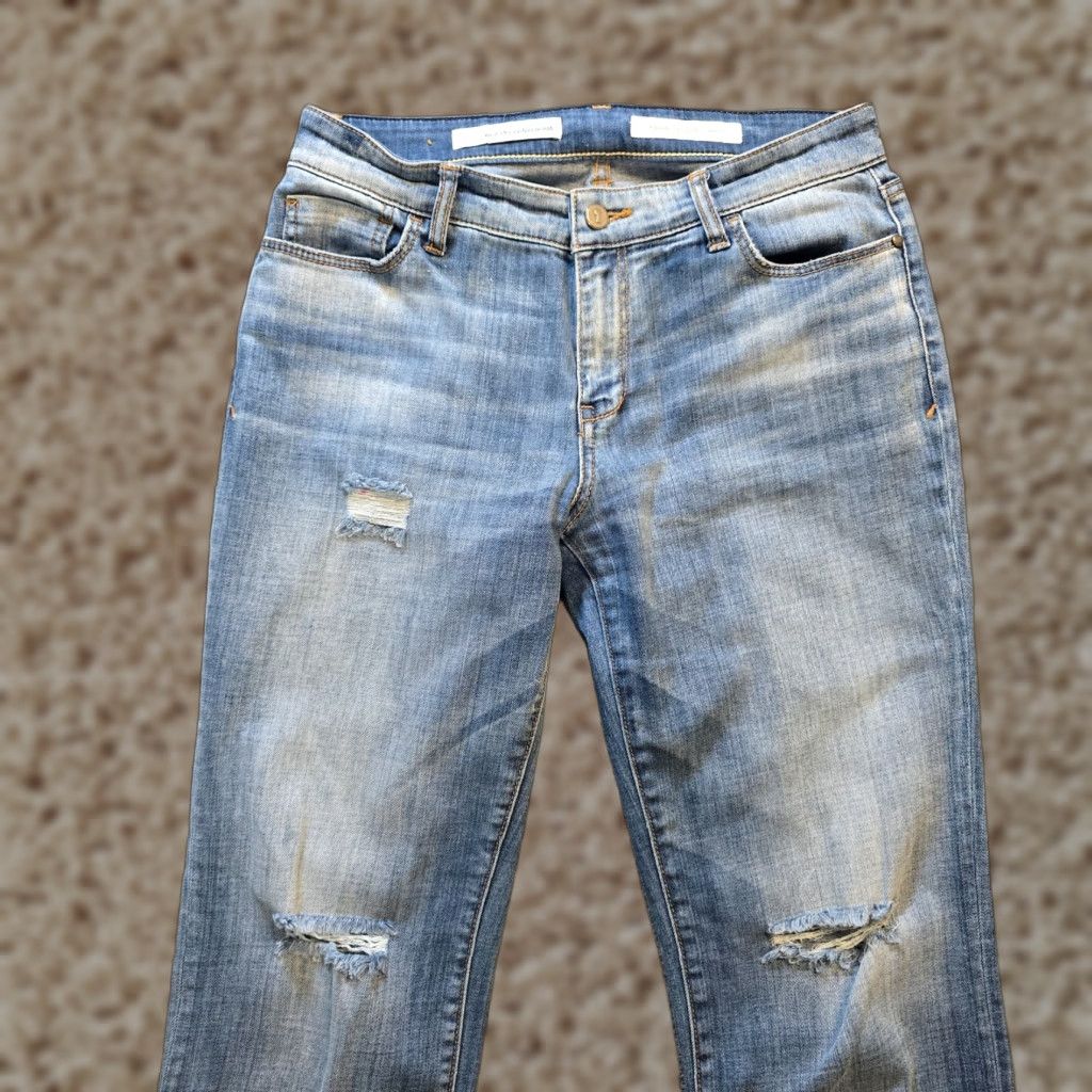 Vintage Pilcro Jeans Womens Size 27 Petite Blue Folio Straight Leg Distressed Casual Jeans Bohemian Women 5-Pocket Inseam 27in Blue Denim Pants Size 27" / US 4 / IT 40 - 1 Thumbnail