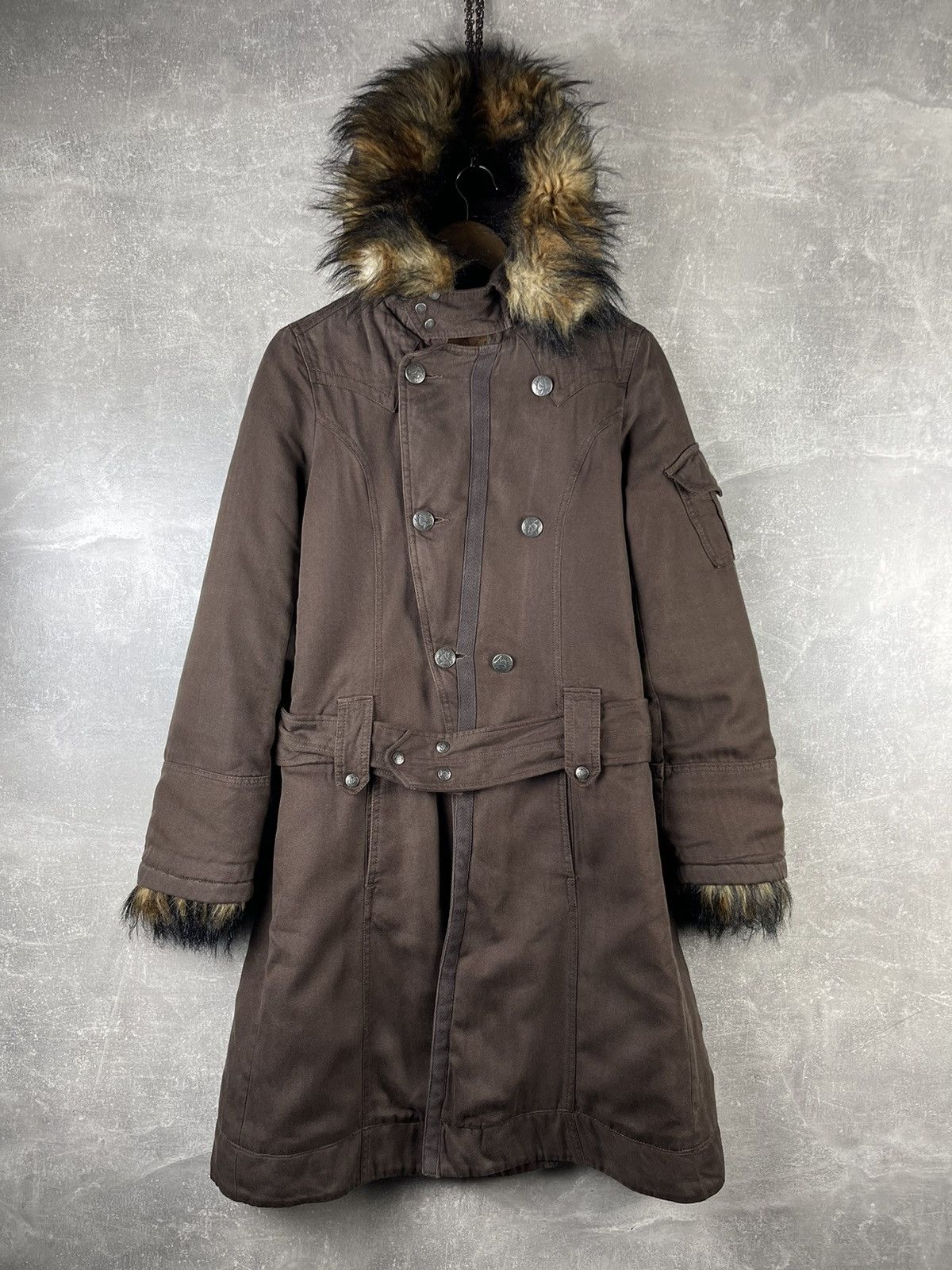 Diesel Diesel Y2K Fanny Lyocell Parka Belted Coat Fur Trim Hood Size M / US 6-8 / IT 42-44 - 1 Thumbnail