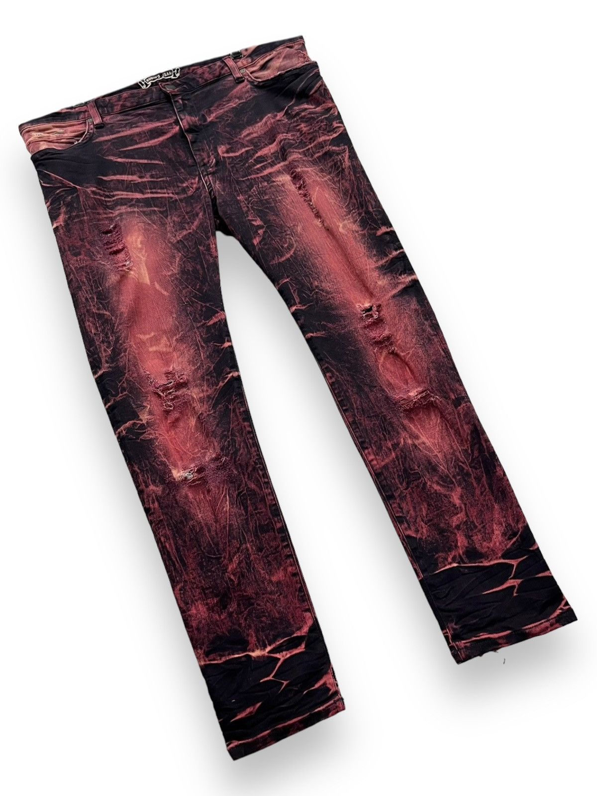 Robins Jeans 42” ROBINS JEANS Red Blood Acid Wash Ripped Stretchy Denim🔥 Size US 42 / EU 58 - 6 Thumbnail