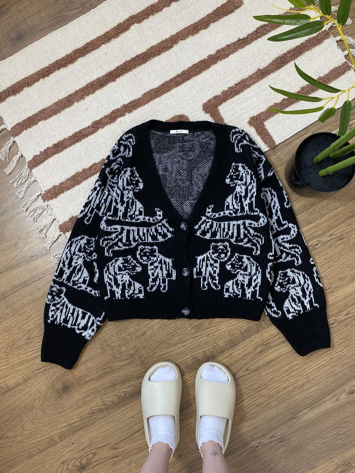 Vintage PANTHER ANIMAL PRINT SWEATER CARDIGAN Size M / US 6-8 / IT 42-44 - 3 Thumbnail