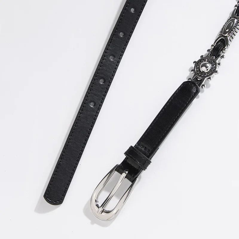 Japanese Brand × Vintage Geometric Oval Carving Metal Buckle Belt Size ONE SIZE - 5 Thumbnail