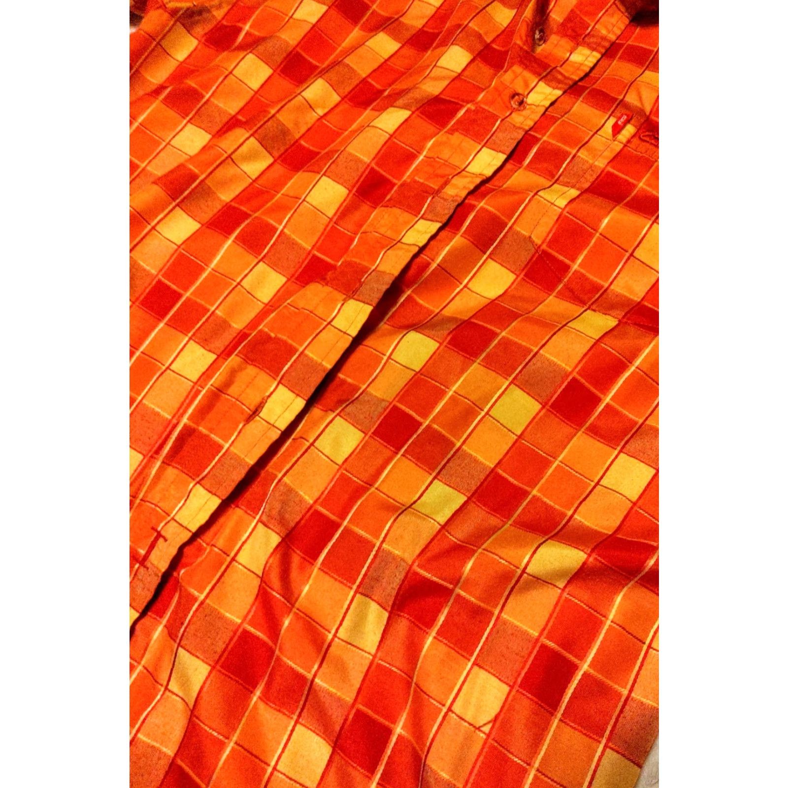 Ecko Unltd. Ecko Unltd Mens Button-Up Shirt Orange Plaid Short Sleeve Pocket Size US L / EU 52-54 / 3 - 2 Thumbnail