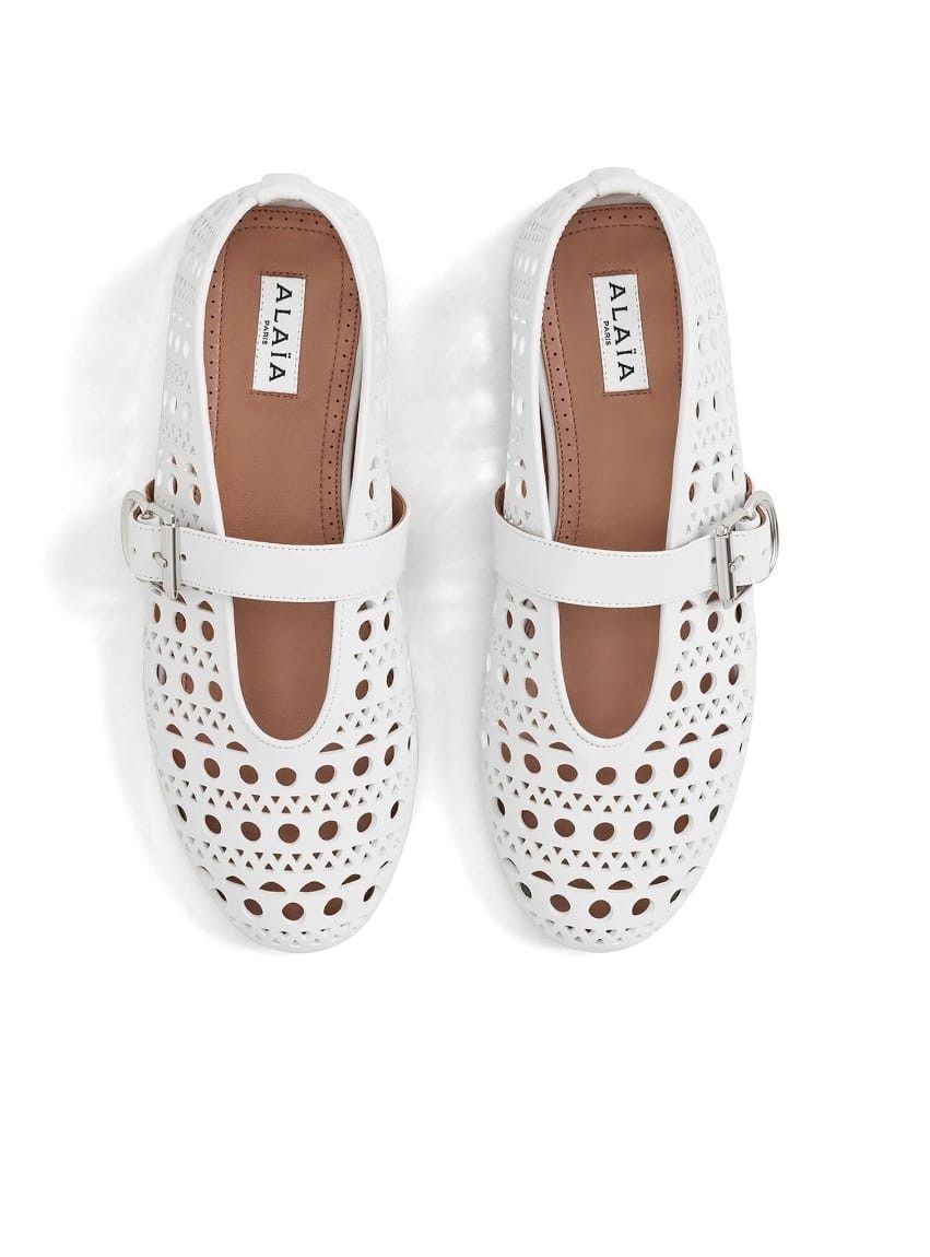 Alaia White Leather Ballet Flats, Women's (Size 9) — image 3 of 6