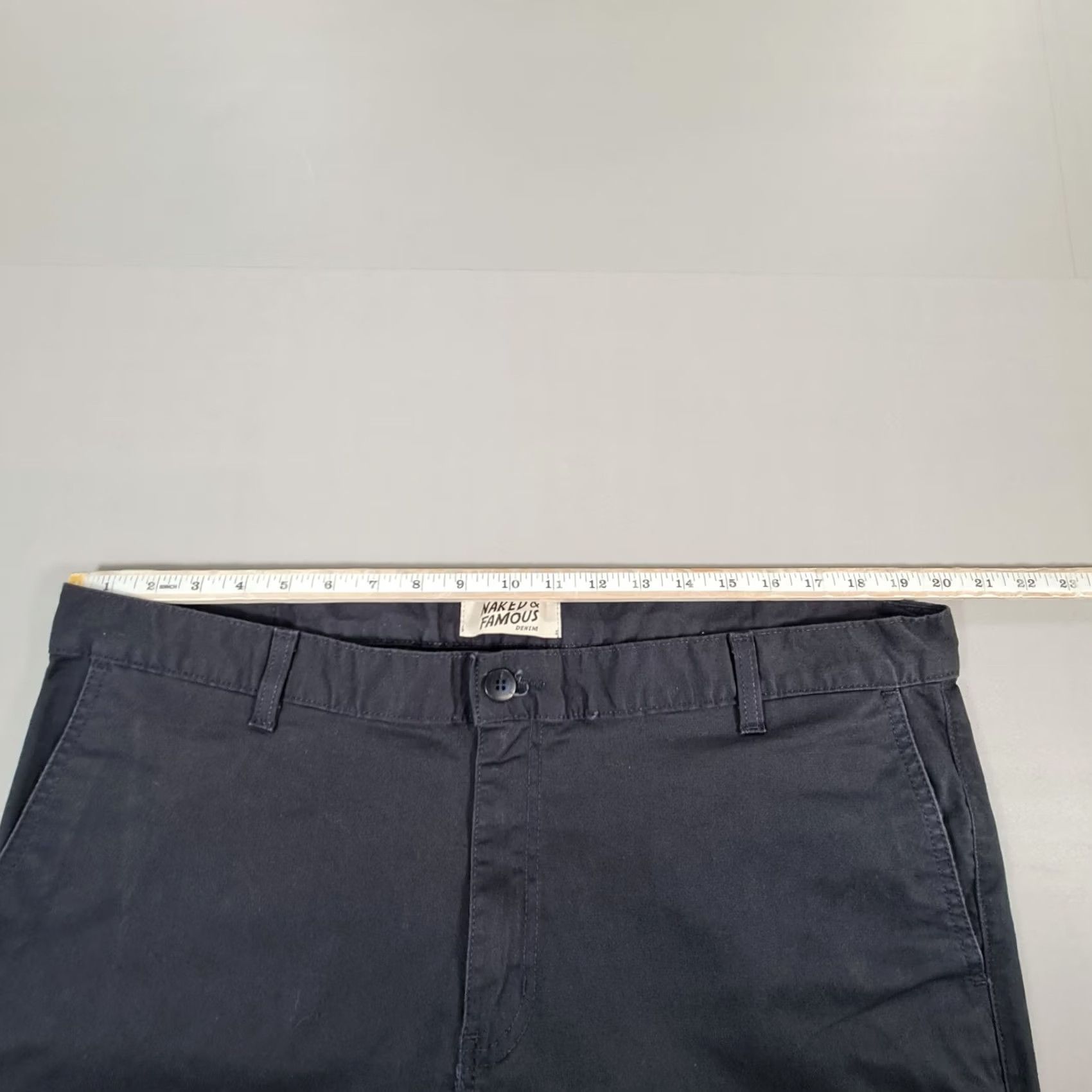 Vintage Naked & Famous Mens Chino Trousers Slim Stretch Flat Front Navy Blue W40 L31 Denim Casual Pockets 40 in Canada Mens Size US 40 / EU 56 - 6 Thumbnail