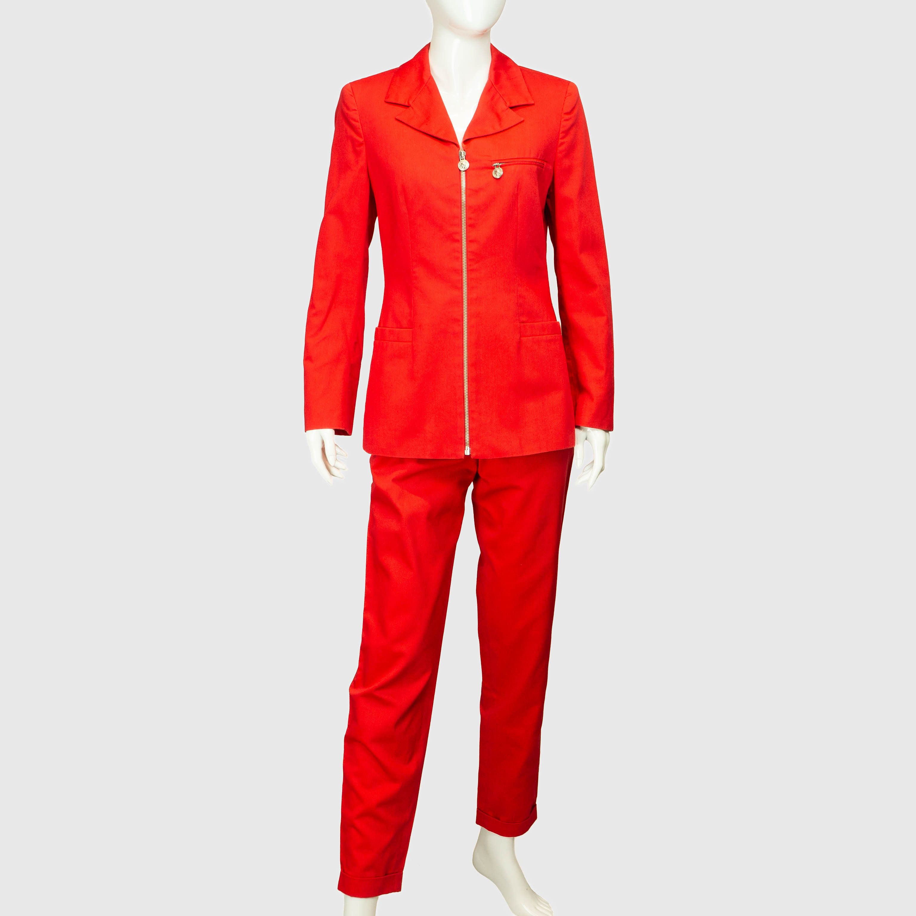 Versace × Versus VERSUS Gianni Versace Red Set Blazer Pants Vintage 90s 00s Size S / US 4 / IT 40 - 1 Thumbnail