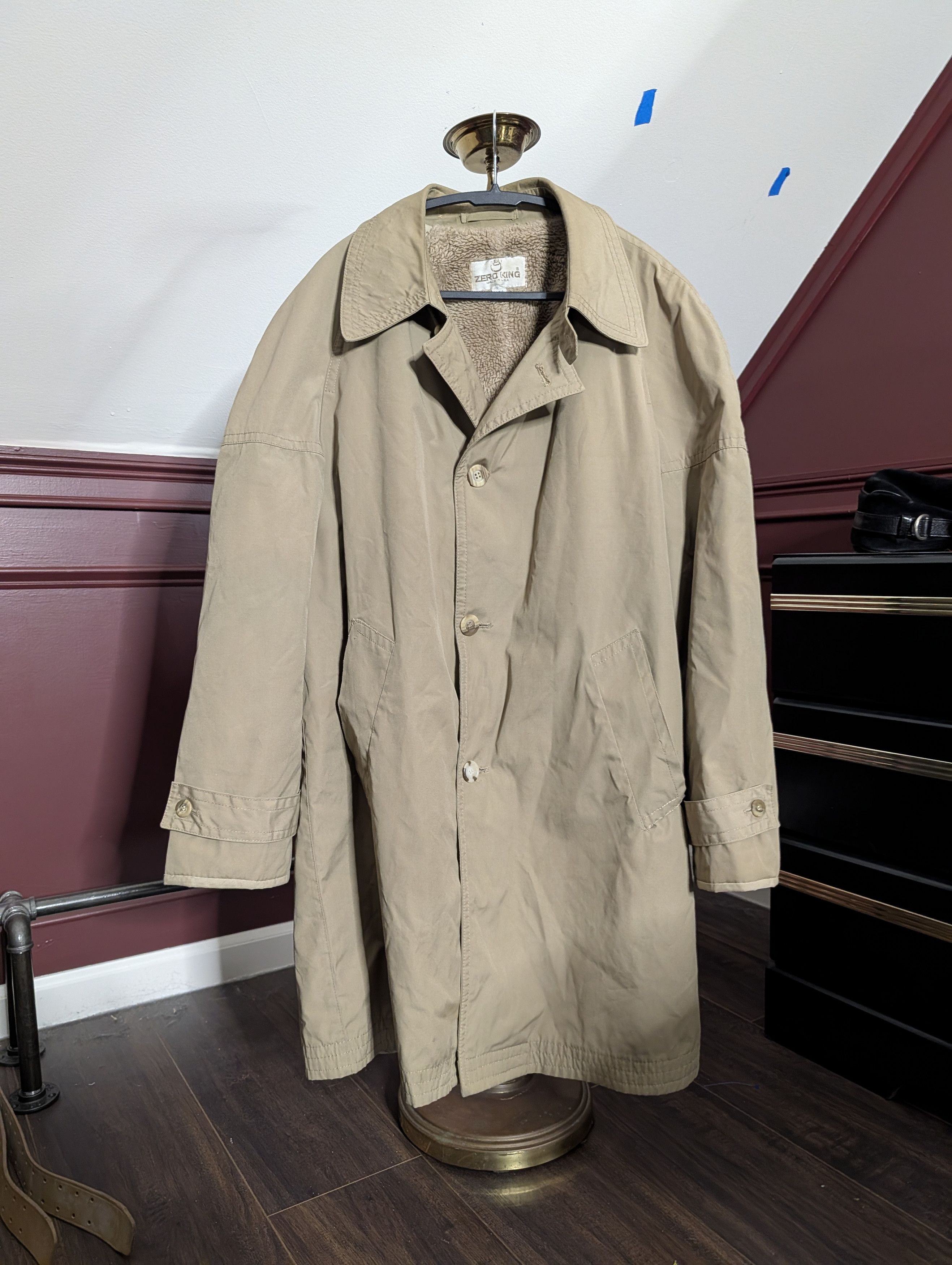 Vintage ZERO KING Shearling Fur Lined VTG MiUSA trench coat Size US XL / EU 56 / 4 - 1 Thumbnail