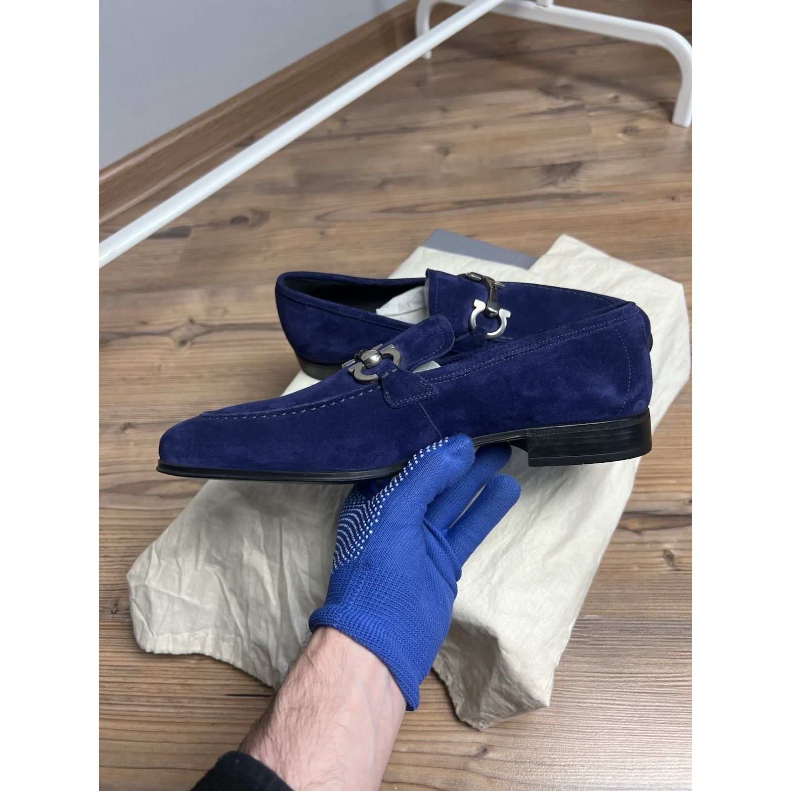 Salvatore Ferragamo NWT Salvatore Ferragamo Men's Blue Flori 2 Suede Loafers Sho Size US 6 / EU 39 - 10 Thumbnail