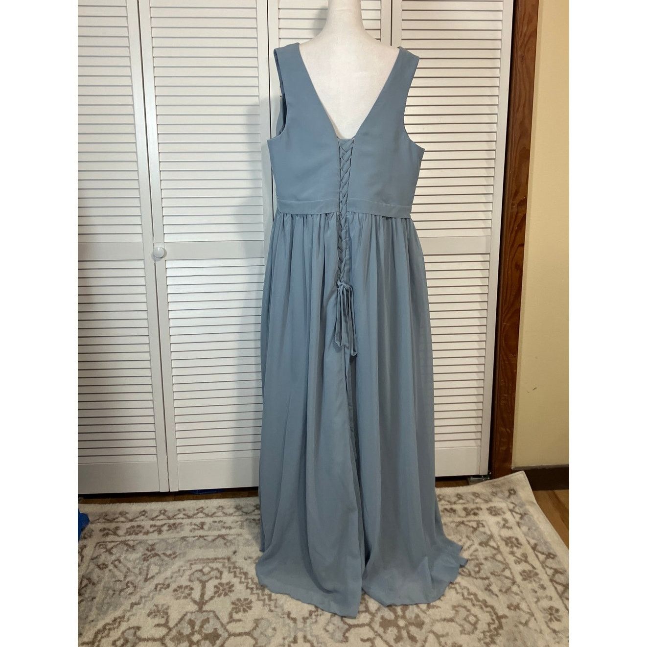 Other NWT HJ Dusty Blue Chiffon Flowy A-line Formal Dress 16 Size XL / US 12-14 / IT 48-50 - 3 Thumbnail