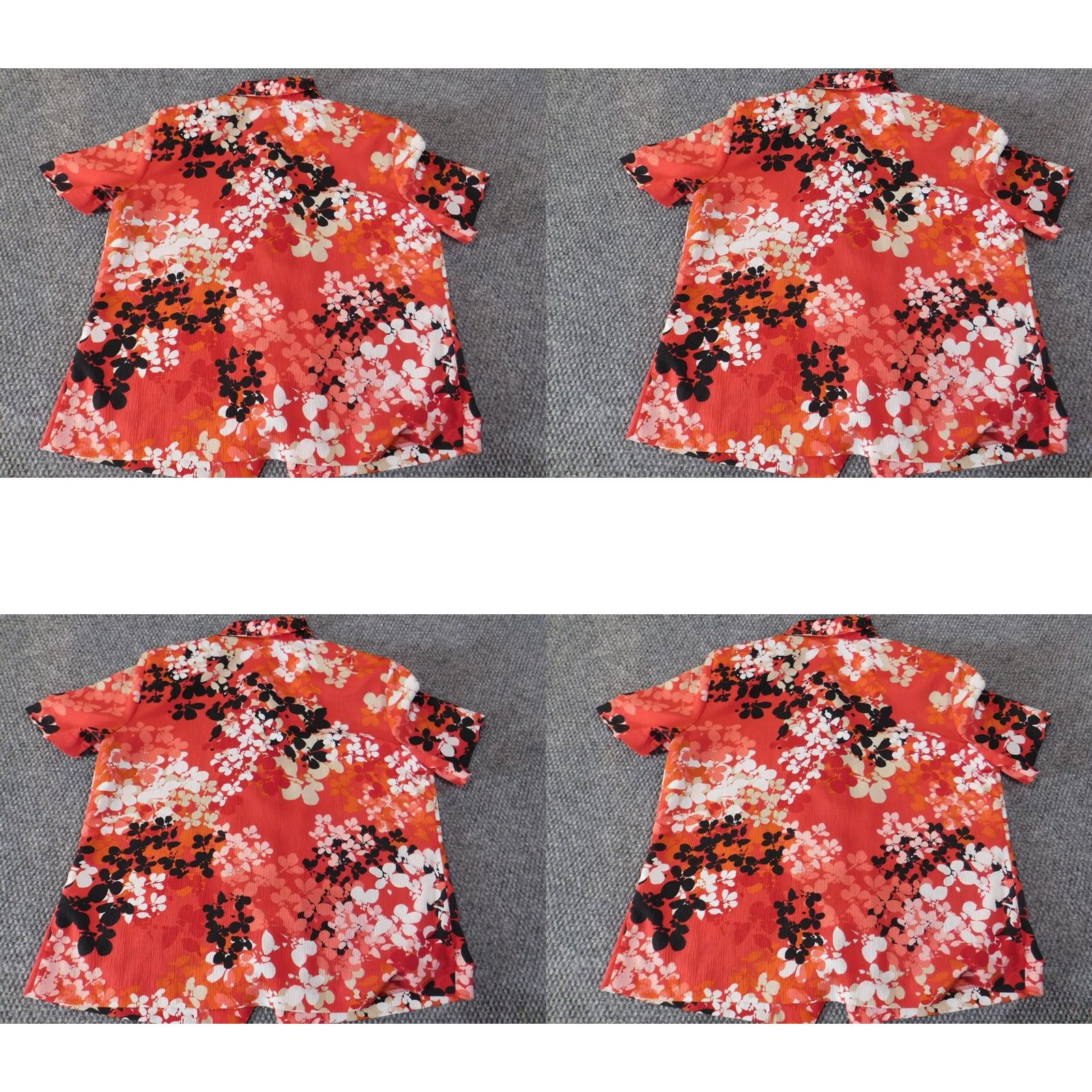 Vintage Alfred Dunner Button-Up Shirt Womens Regular Size 10 Red Floral Short Sleeve Shoulder Pad Embroidered Casual Size L / US 10 / IT 46 - 8 Thumbnail