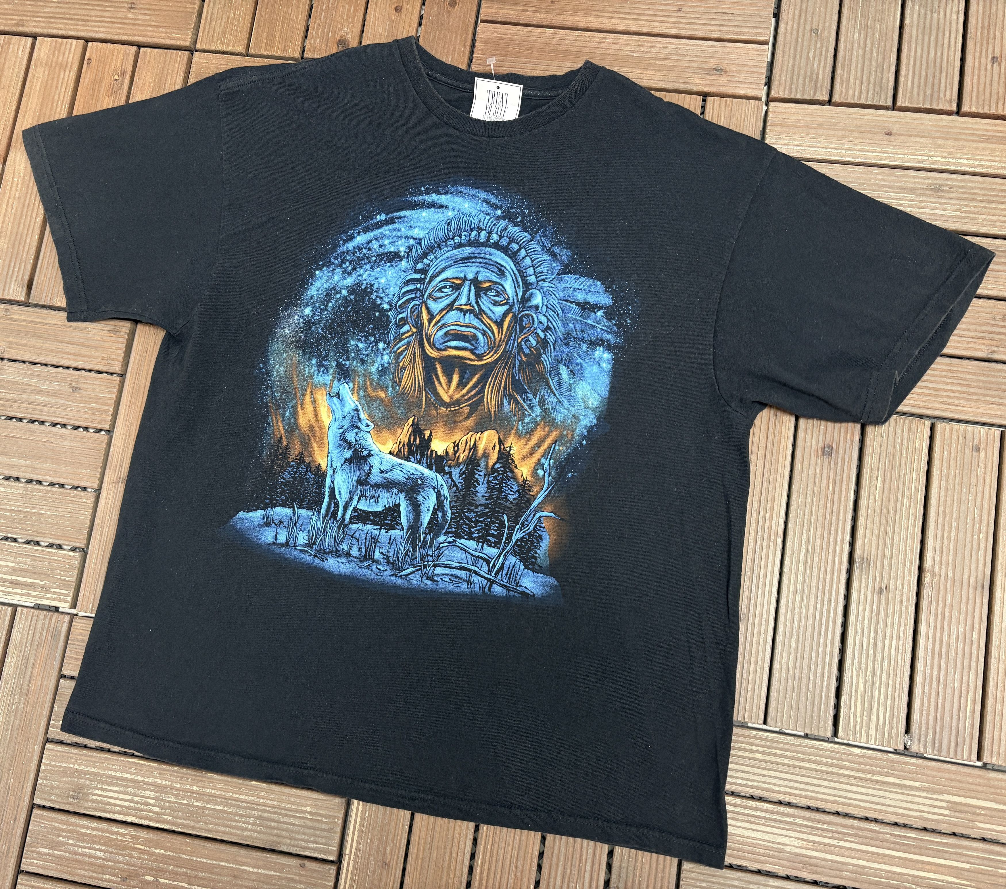 Vintage Wolves Howling Scenic Vintage Black T-Shirt Tee Size US XL / EU 56 / 4 - 2 Thumbnail
