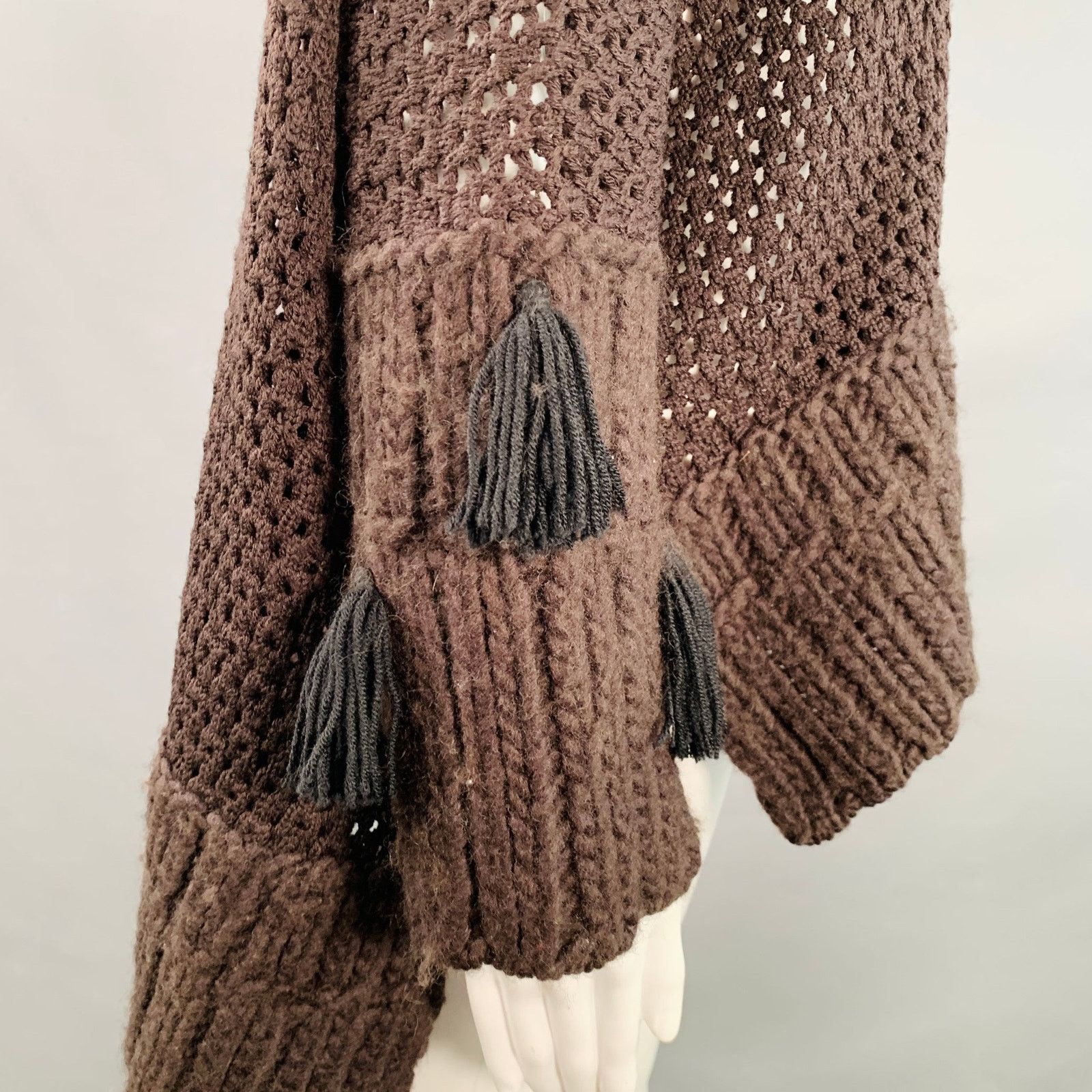 John Galliano M Brown Wool Blend Turtleneck Chunky Knit Sweater Size M / US 6-8 / IT 42-44 - 3 Thumbnail
