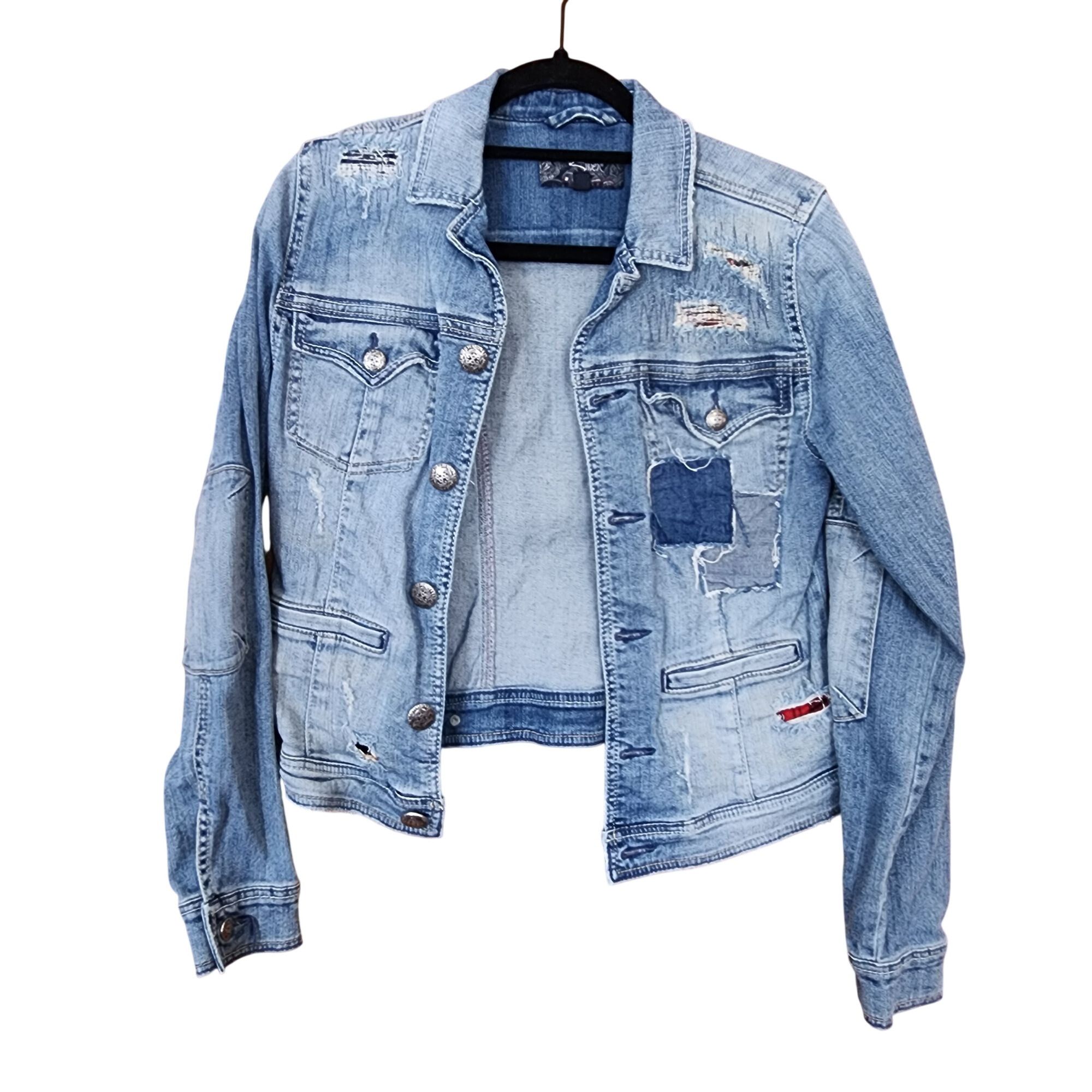 Silver Jeans Co. Silver Jeans Denim Jacket Womens Small Blue Stretch Patchwor Size S / US 4 / IT 40 - 1 Thumbnail