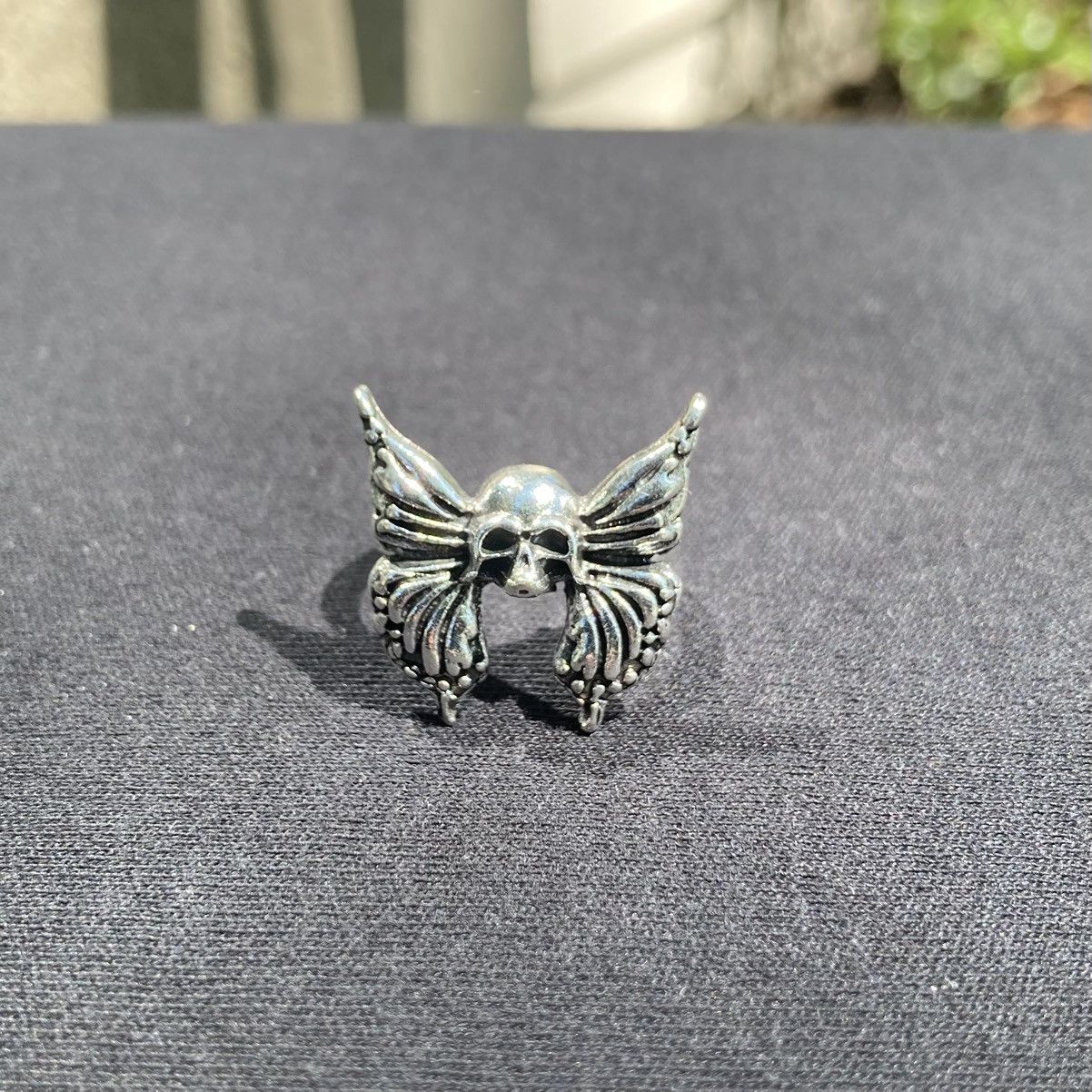 Jewelry Solid Stainless Steel Butterfly Skull Ring Size 8 Size ONE SIZE - 2 Thumbnail