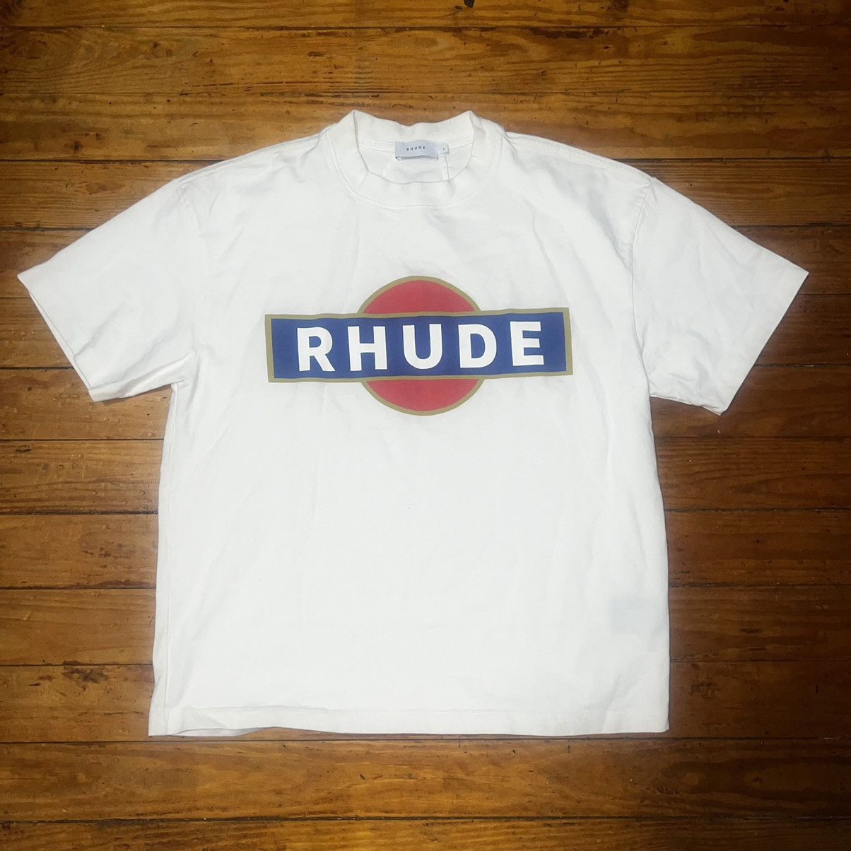 Image of Rhude Vintage Racer Tee in Beige, Men's (Size Small)