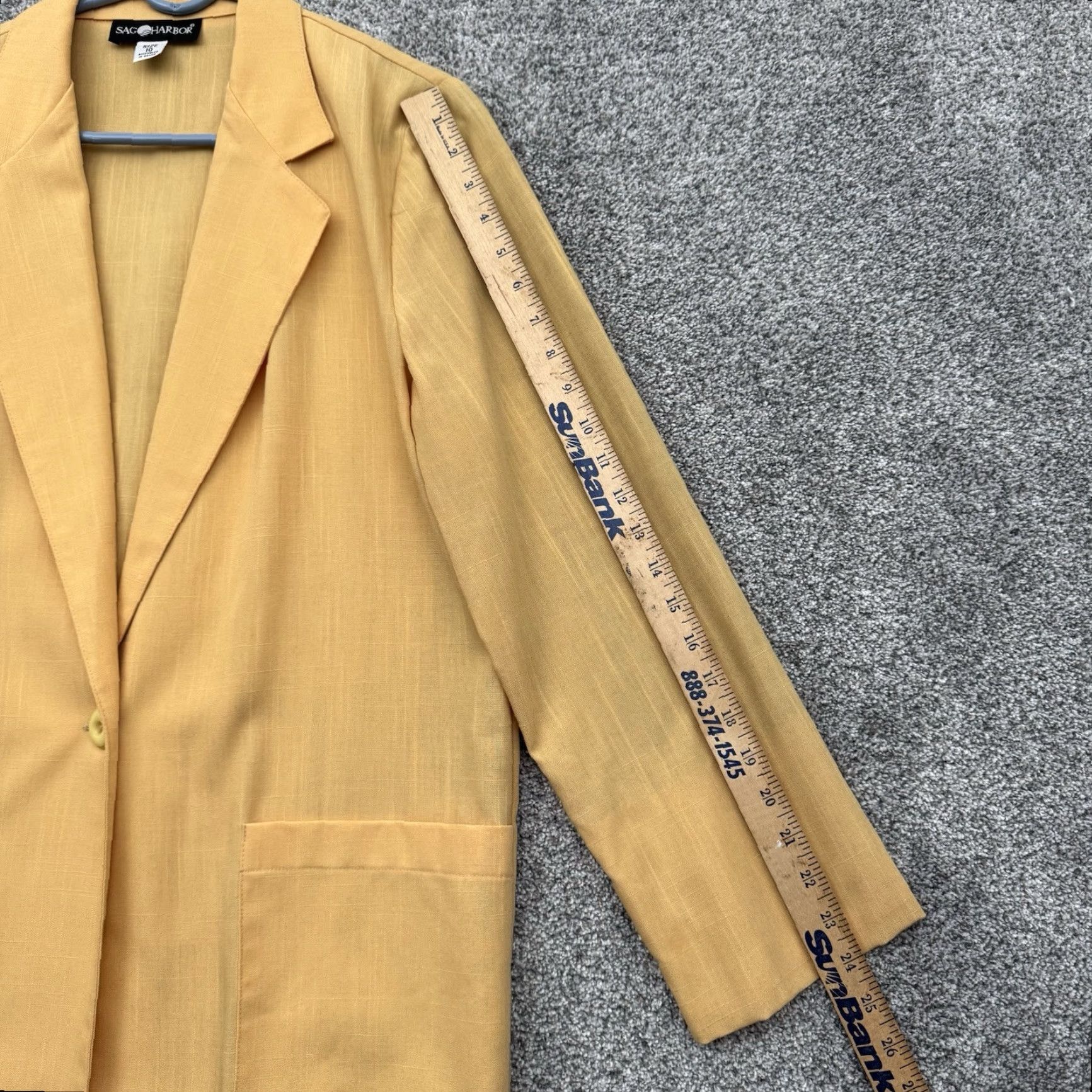 Vintage Sag Harbor Blazer Women Size 10 Vintage 90s Y2k Office Preppy Lightweight Jacket Notch Lapel Solid Yellow Midwest? (No) Size L / US 10 / IT 46 - 3 Thumbnail