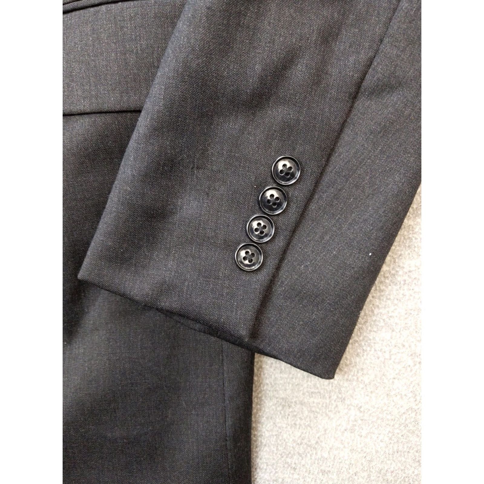 Vintage Blazer Mens 44R Gray 100% Wool Two Button Notch Lapel Suit Jacket Regular Wool Blazer Mens Formal Jacket For Business, Wedding Size 44R - 2 Thumbnail