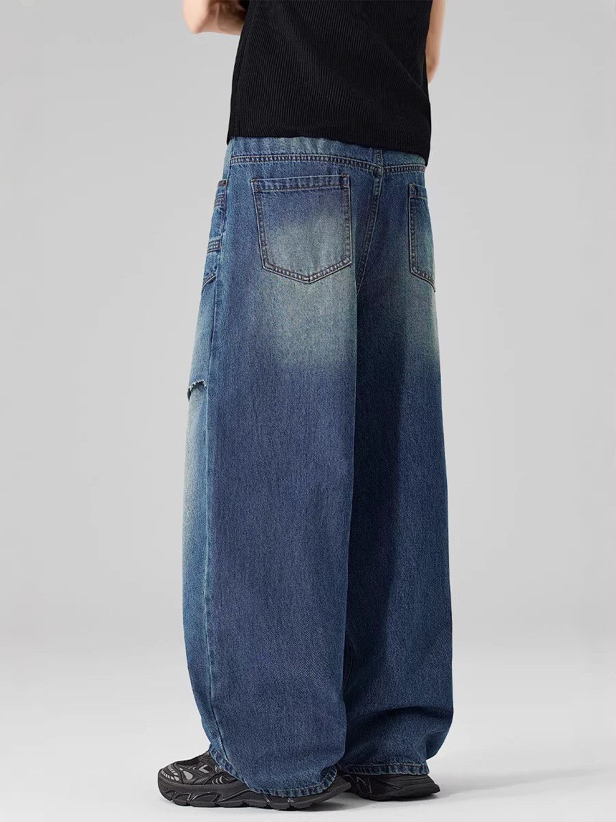 Vintage Men's baggy hip-hop wide-leg curved frayed jeans Size US 32 / EU 48 - 3 Thumbnail