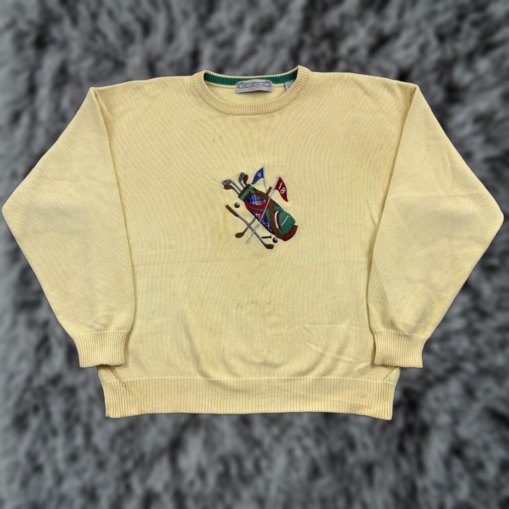 Vintage VINTAGE John Ashford Sweater Mens L Golf Sport 90s Pullover Knit Long Sleeve Yellow Size US L / EU 52-54 / 3 - 1 Thumbnail