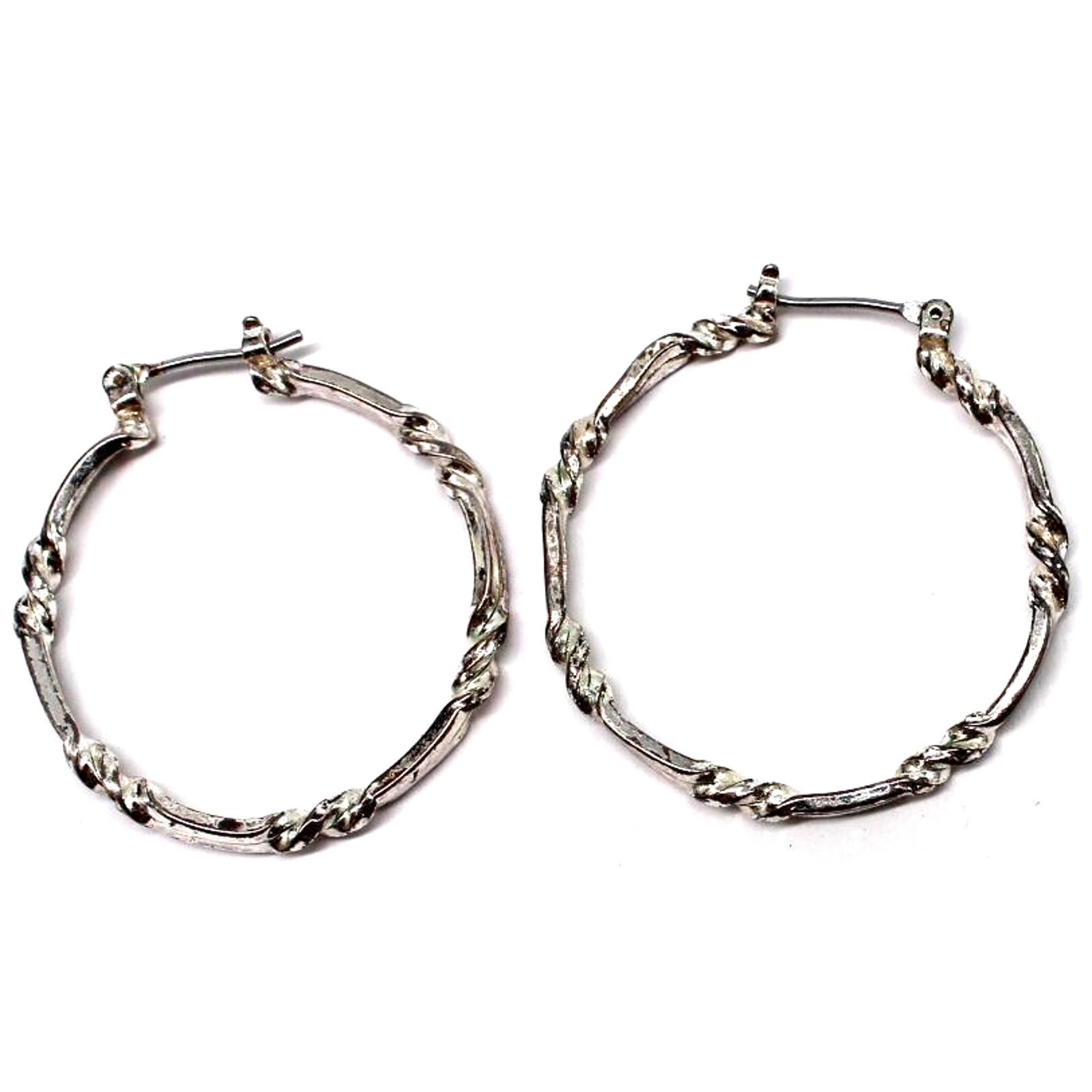 Other Classic Silver Tone Hoop Earrings •1.25" •Etched •Lever Back Size ONE SIZE - 1 Thumbnail
